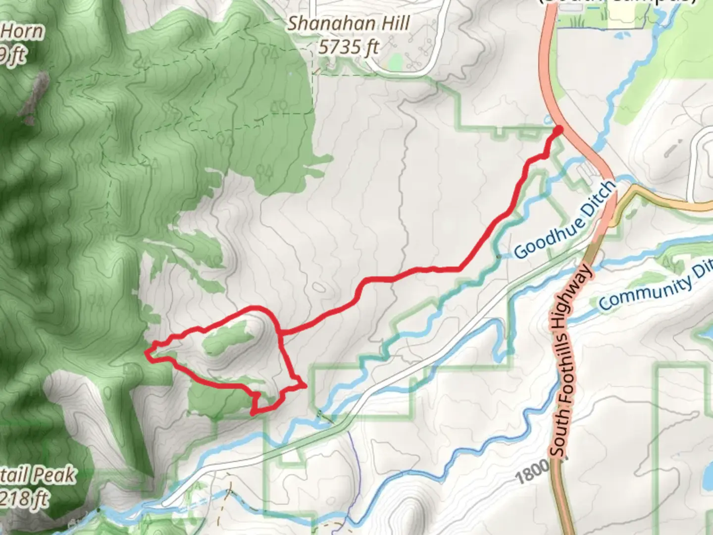 An image depicting the trail South Boulder Creek West Trail, Mesa Trail and Homestead Trail Loop and its surrounding area.