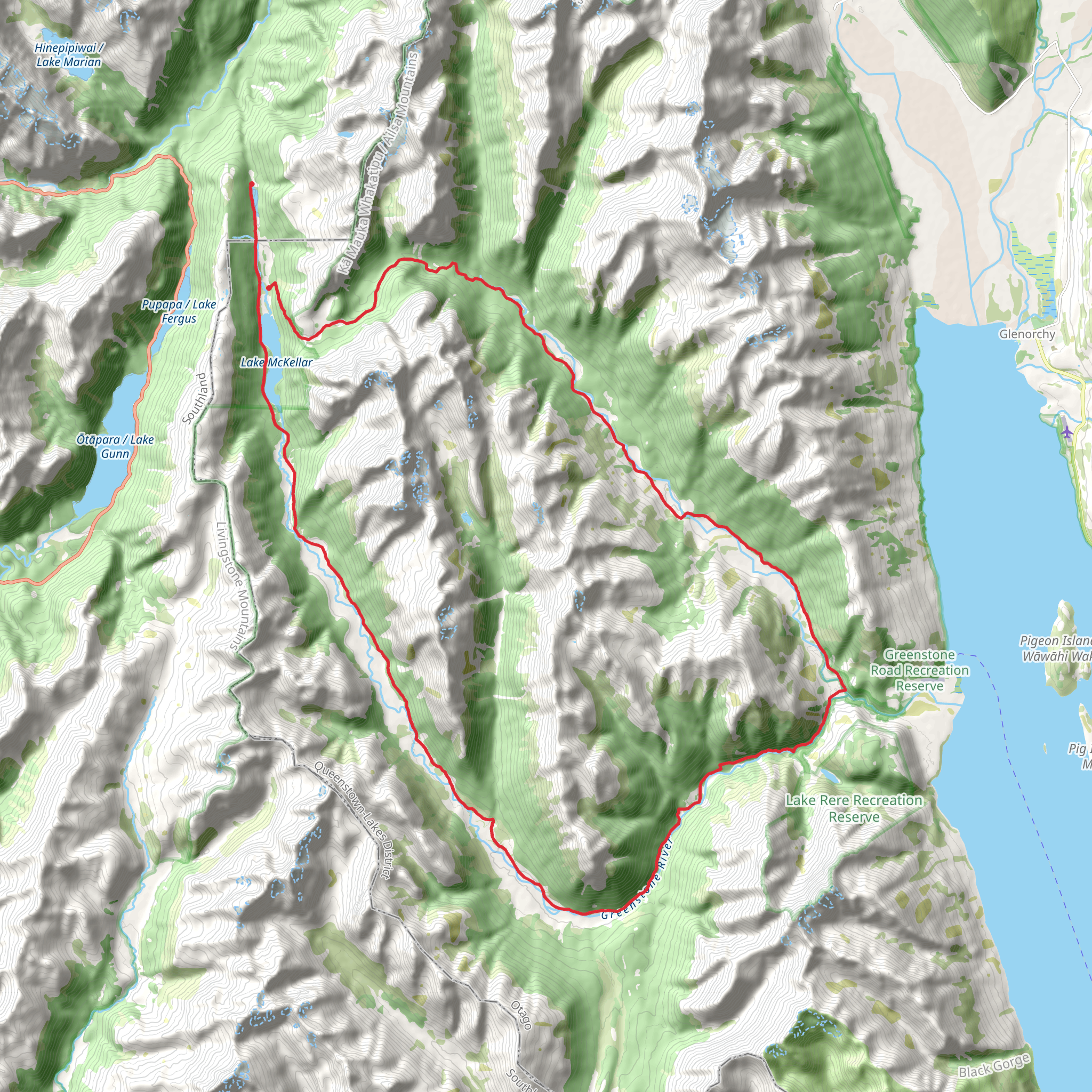 Greenstone Caples Track mobile static map