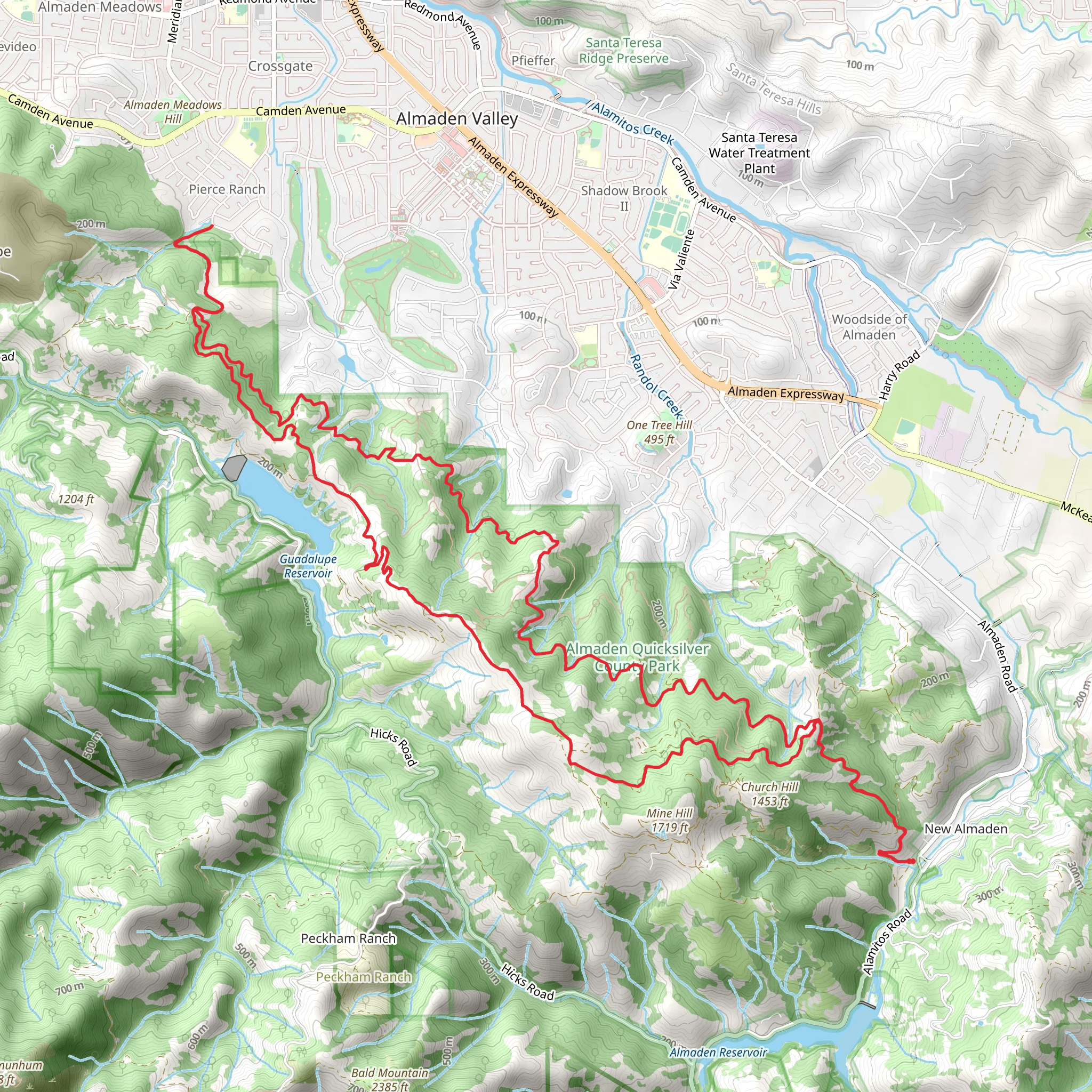 Mine Hill, New Almaden and Randol Loop Trail mobile static map