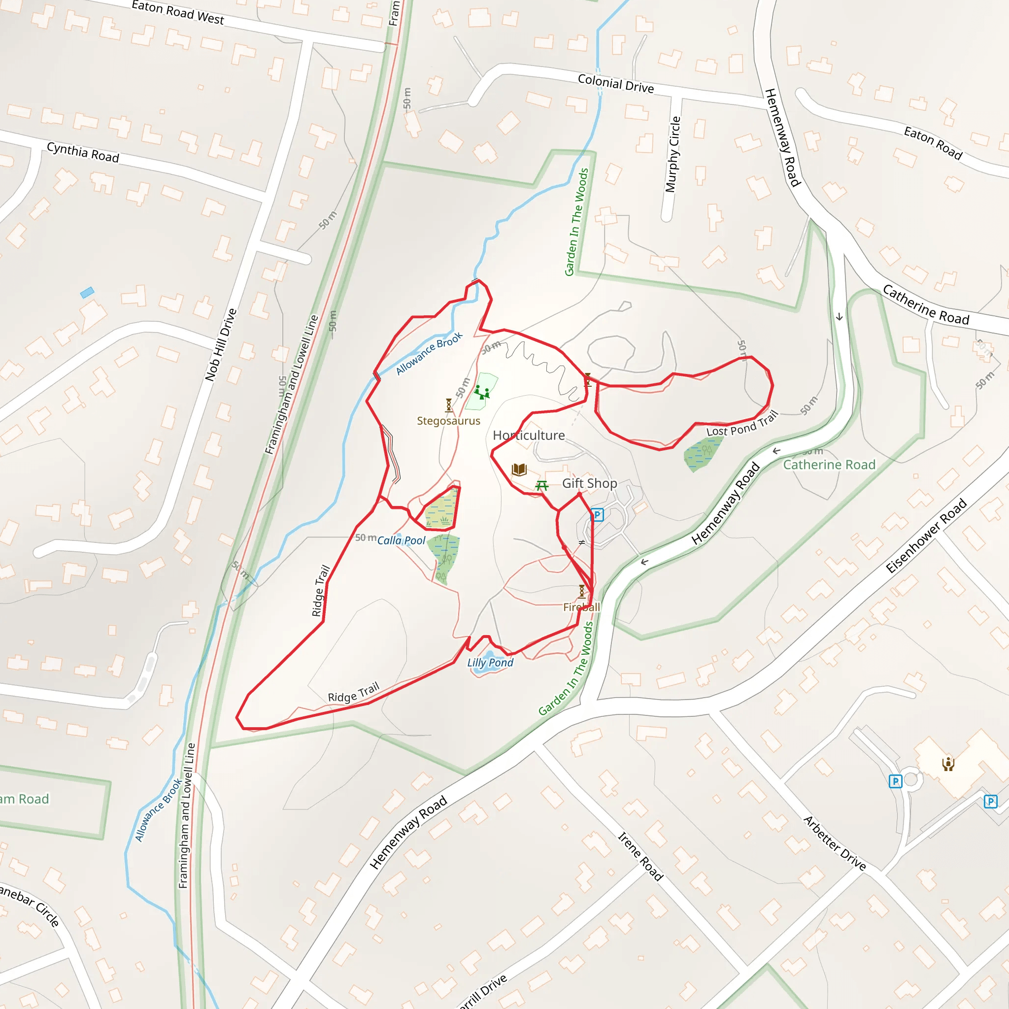 Lost Pond and Hop Brook Trail mobile static map