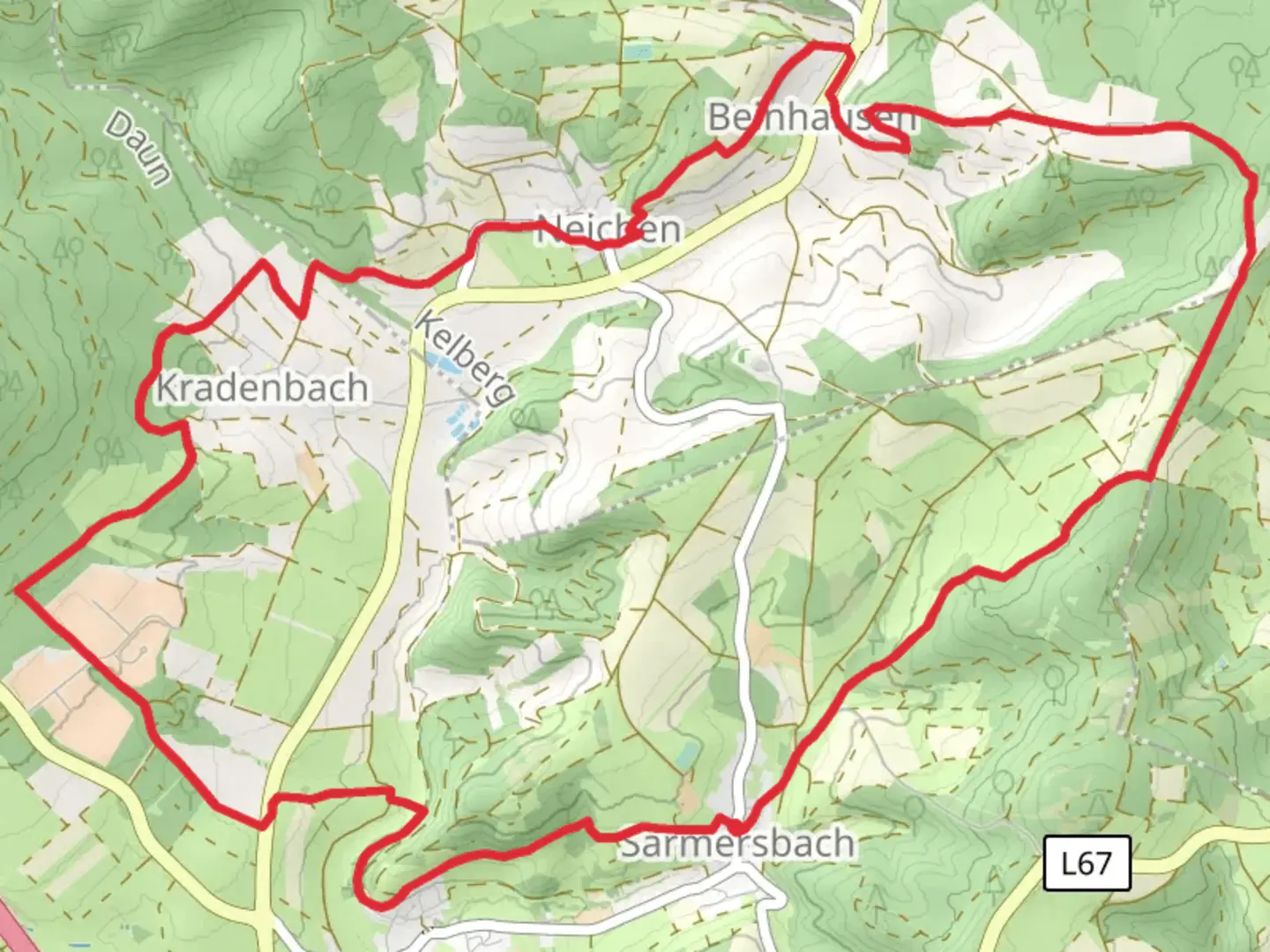 An image depicting the trail Sarmersbach to Beinhausen Loop and its surrounding area.