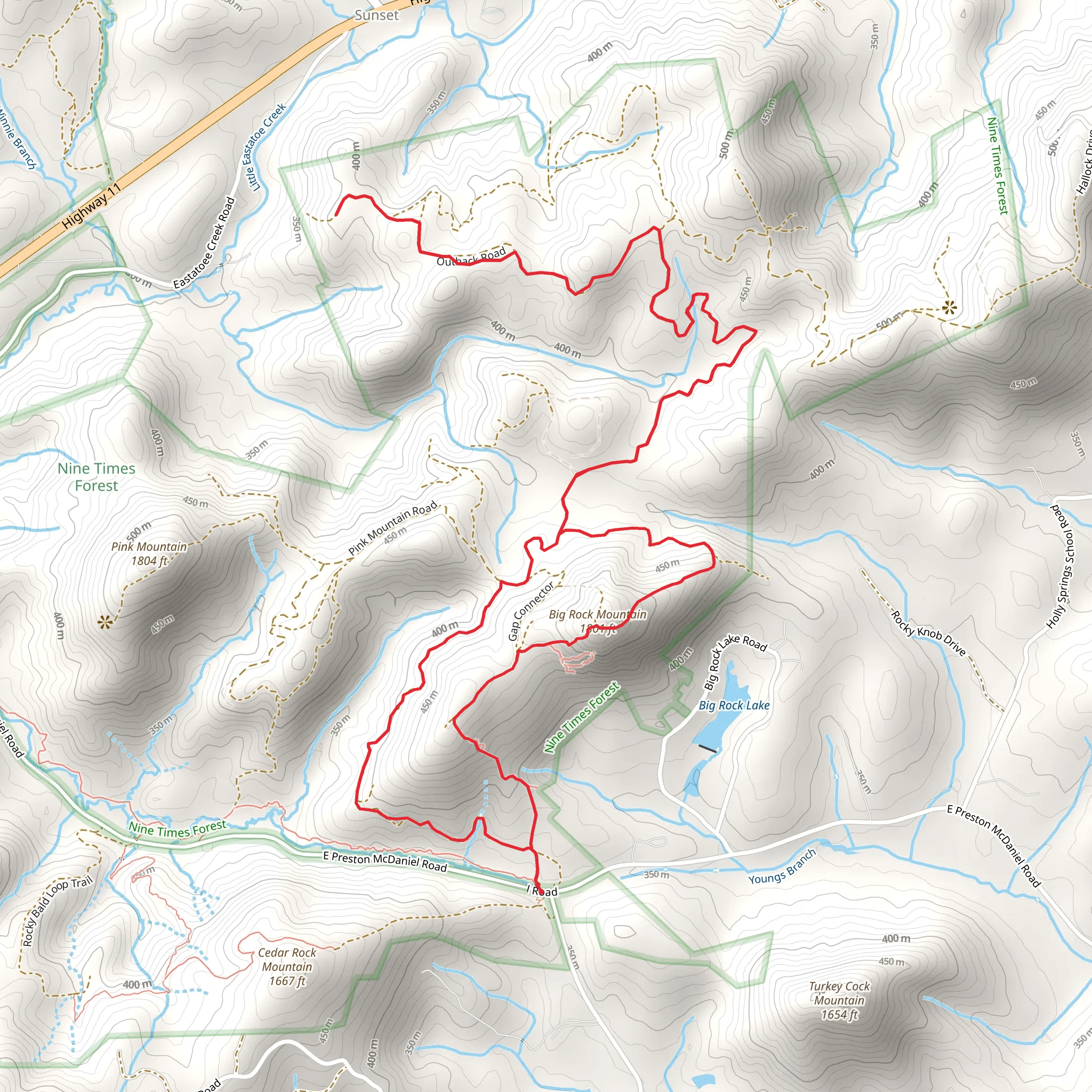 Big Rock Mountain via Big Rock Summit Trail mobile static map