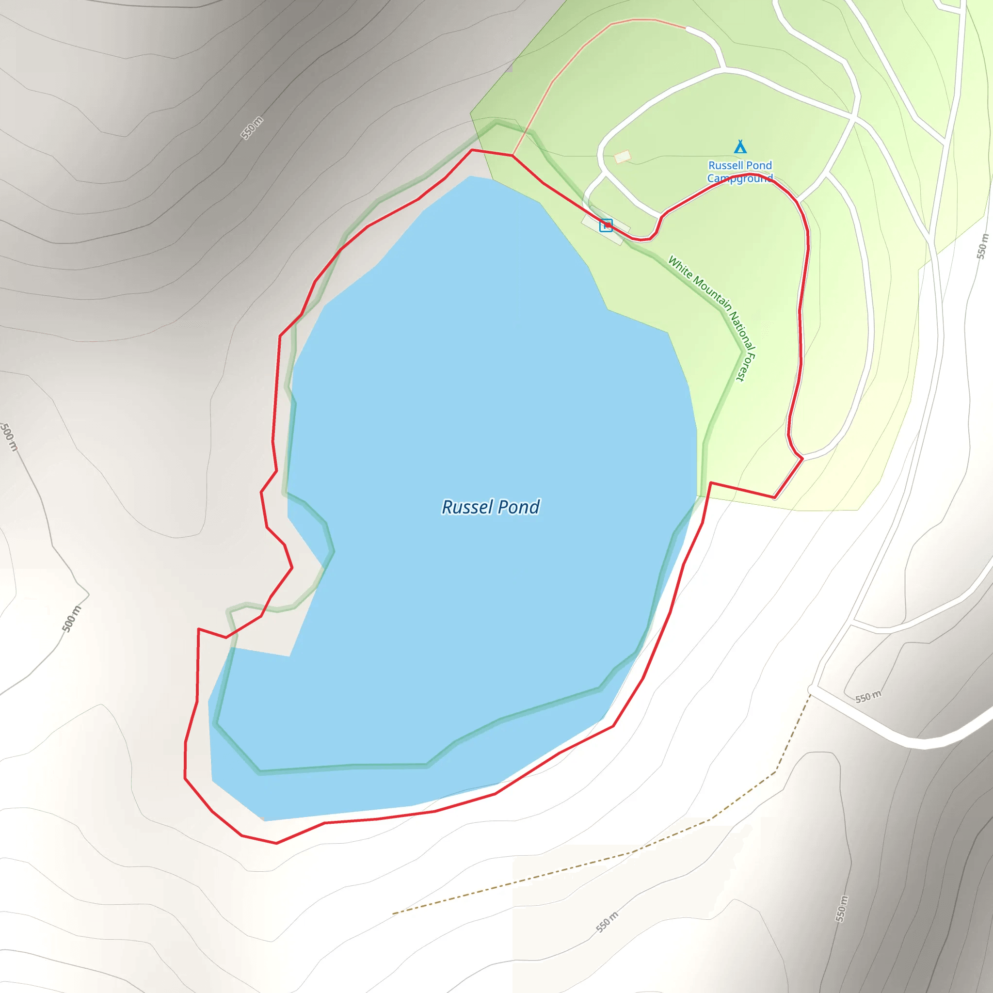 Russel Pond Loop Trail mobile static map