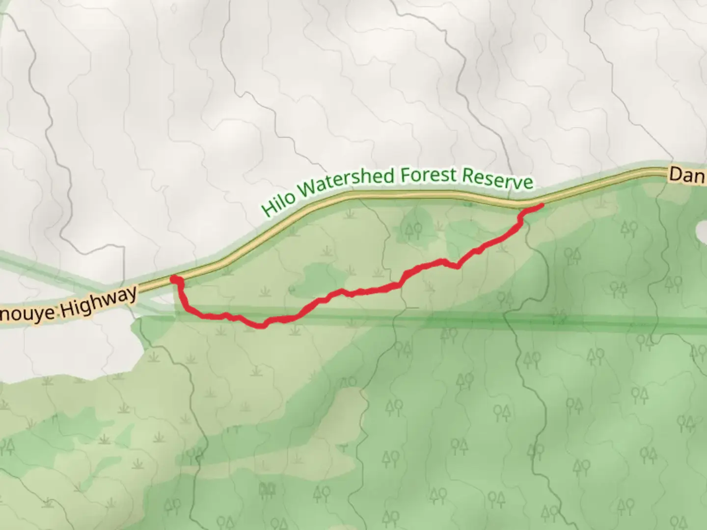 An image depicting the trail Kaumana Trail and its surrounding area.