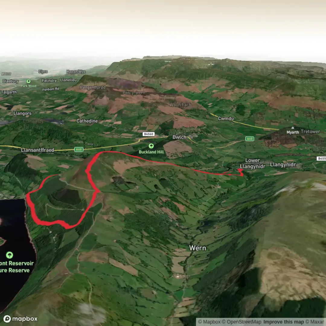 An image depicting the trail Tor y Foel and its surrounding area.