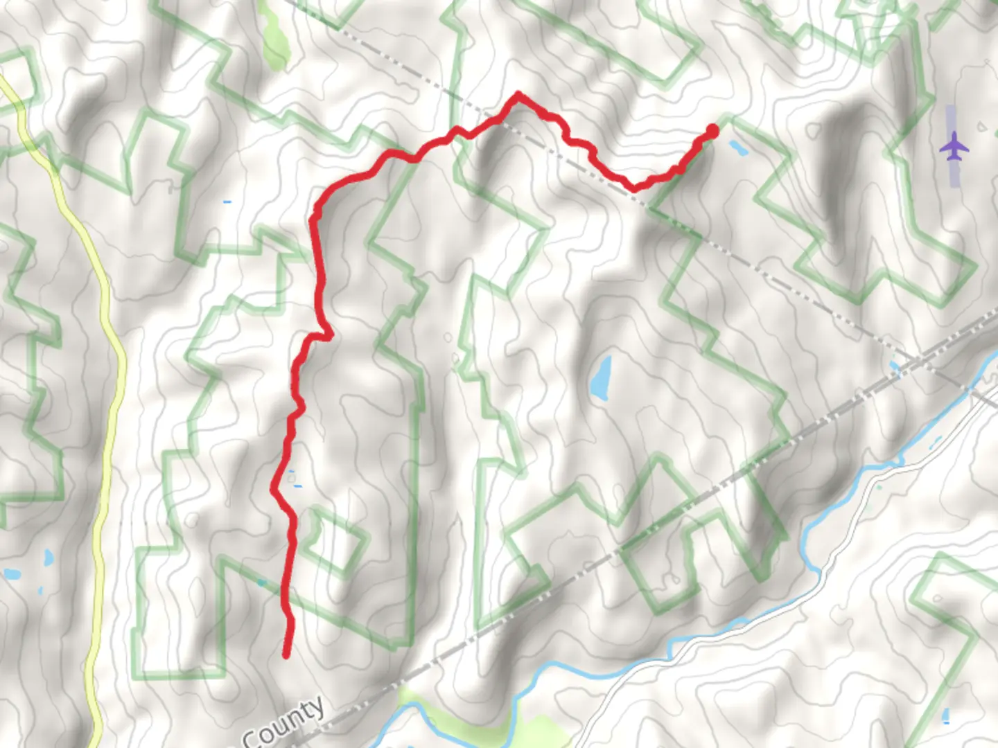 An image depicting the trail Mary Smith Hill and Pelnor Hollow Trail and its surrounding area.