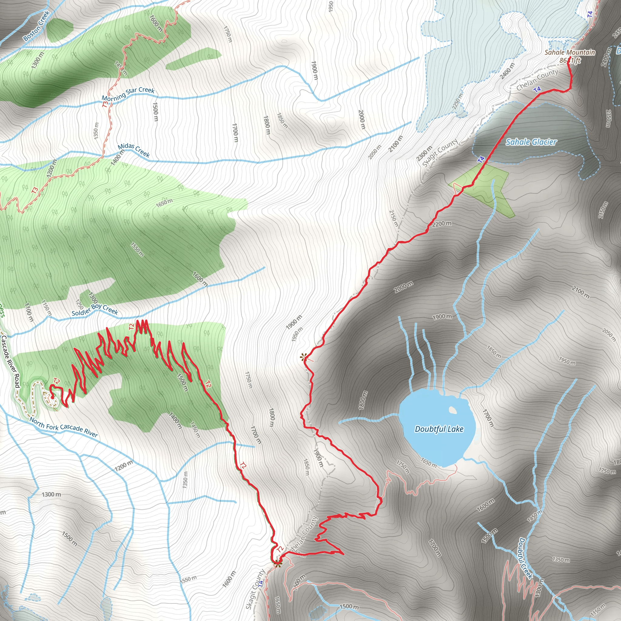 Sahale Mountain via Cascade Pass Trail mobile static map