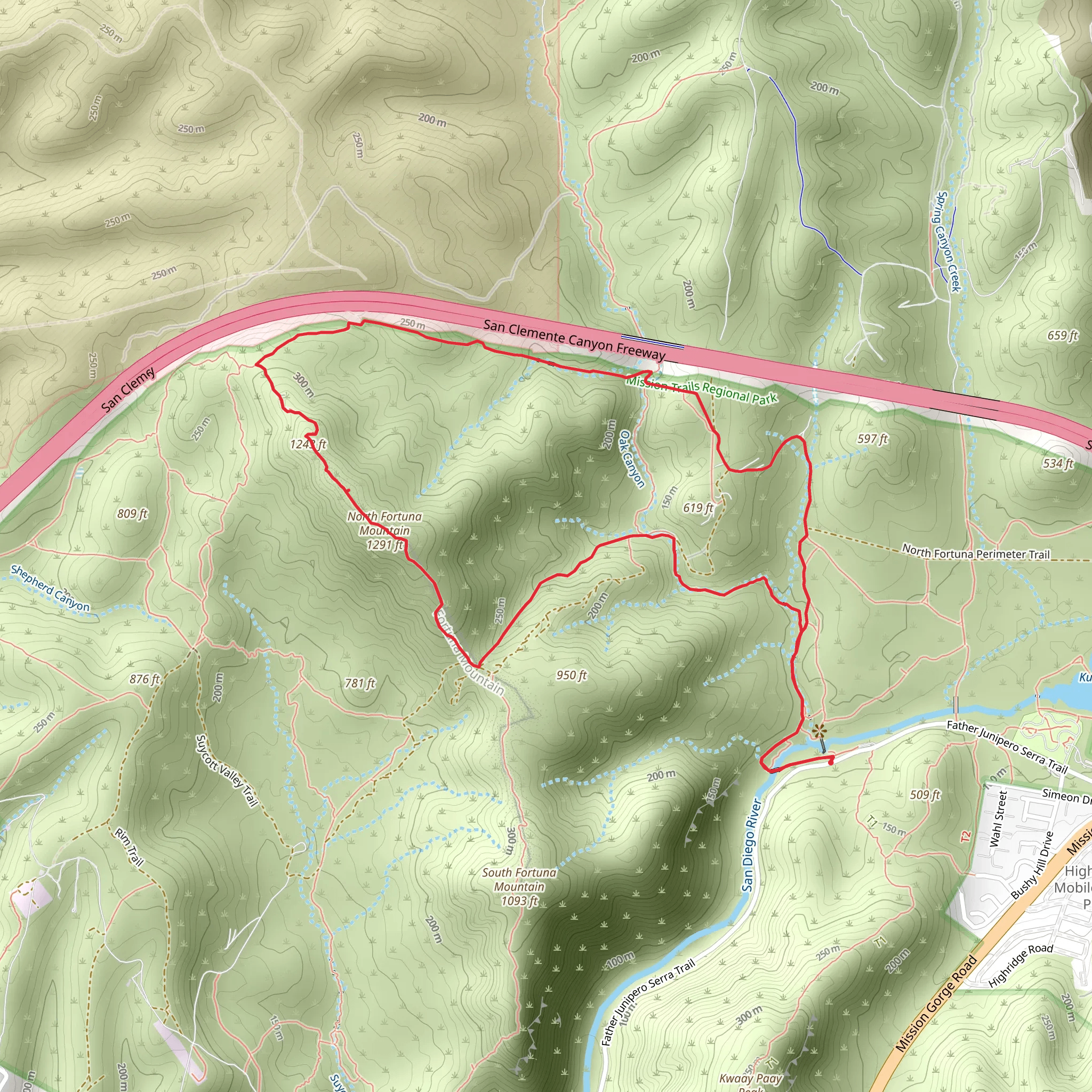 Oak Canyon, North Fortuna and North Fortuna Perimeter Loop Trail mobile static map