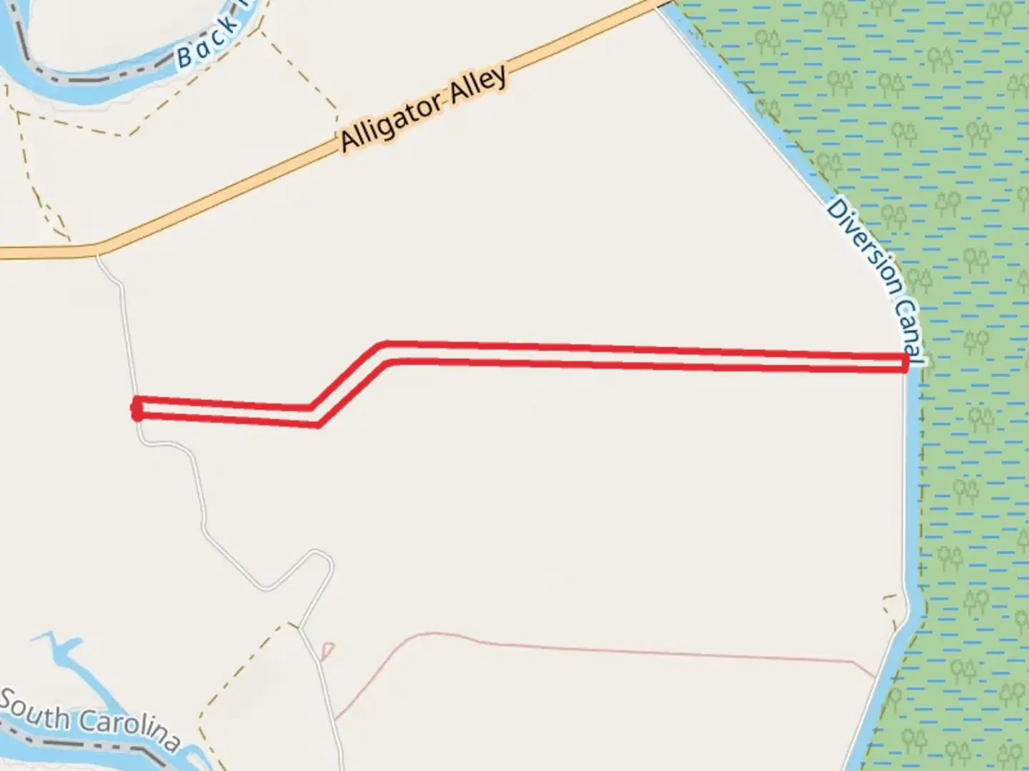 An image depicting the trail Recess Plantation Loop Trail and its surrounding area.