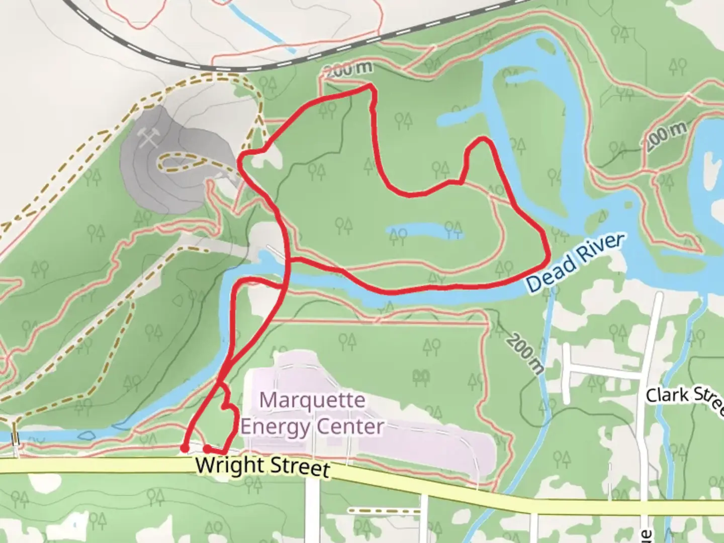 An image depicting the trail Collinsville, The Oxbow and The Cedars Loop and its surrounding area.