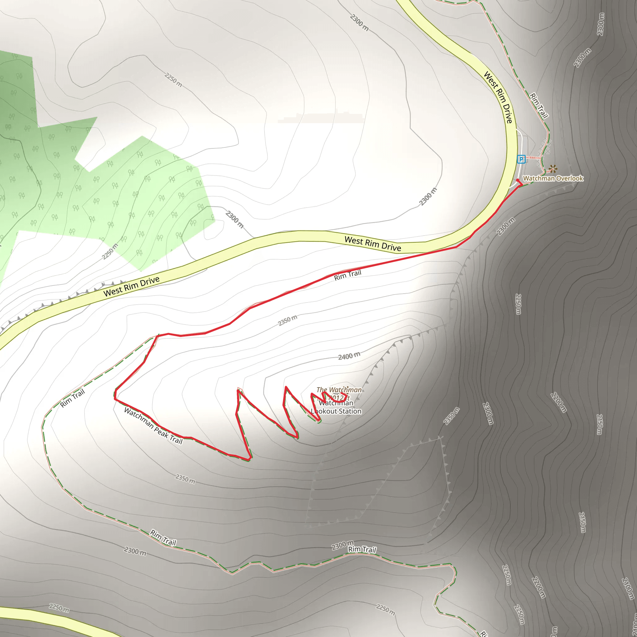 The Watchman via Pacific Crest Trail mobile static map
