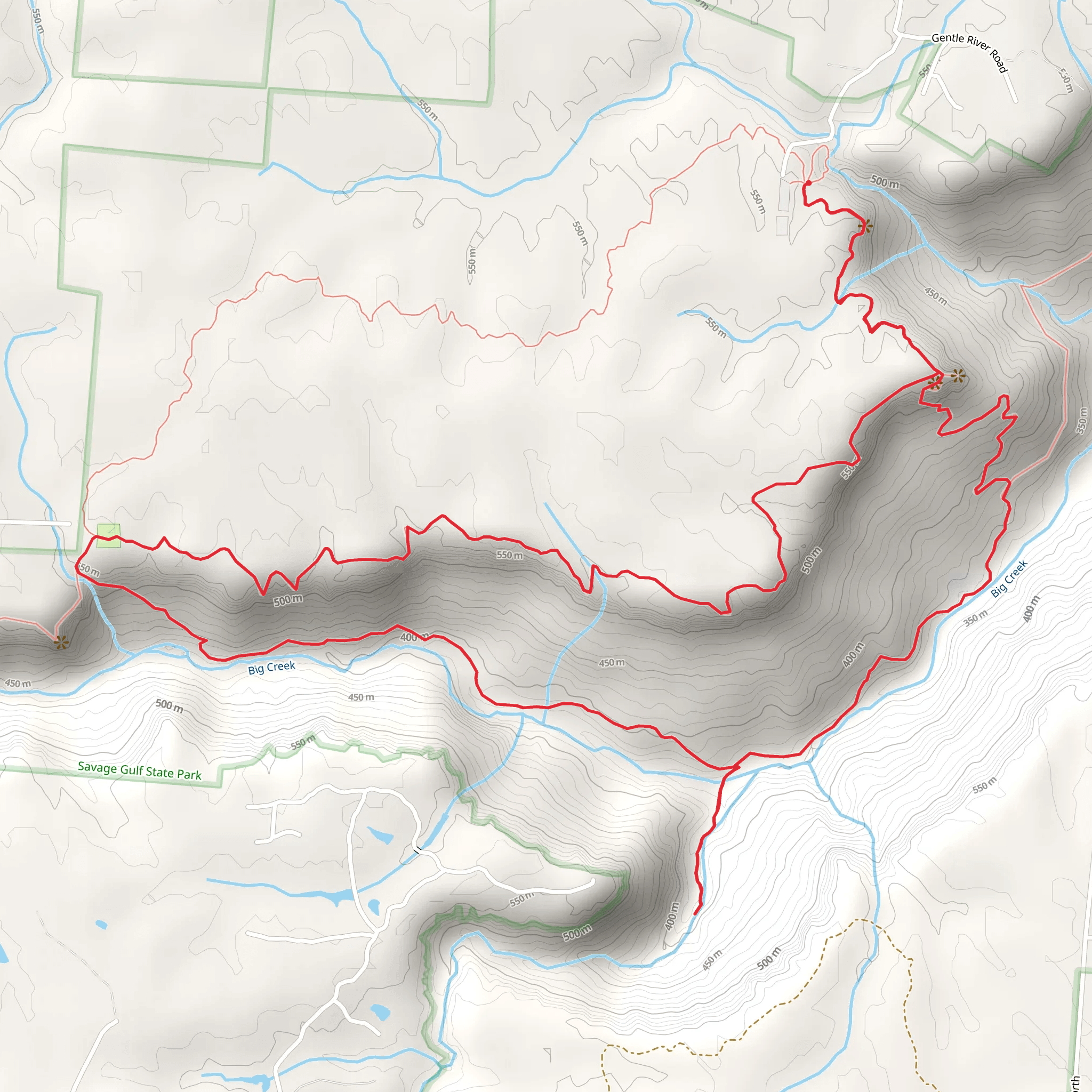 Big Creek Rim Trail and Big Creek Gulf Loop Trail mobile static map