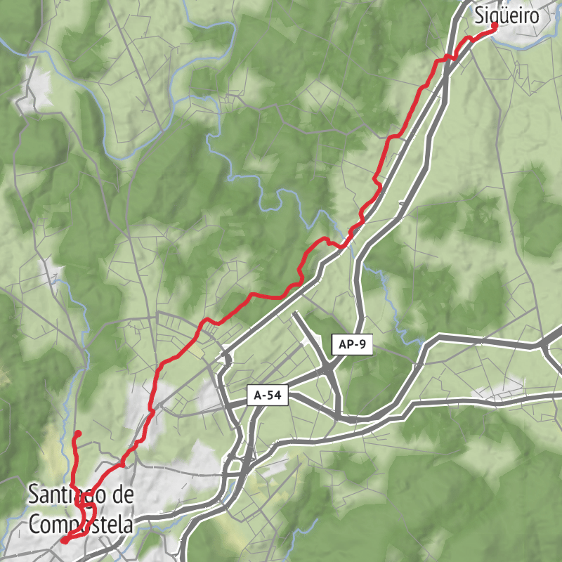 A map preview of the recording Hike from Sigüeiro.