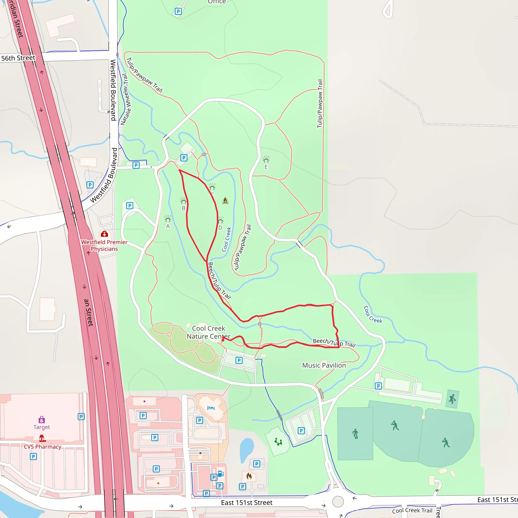 Beach-Tulip Trail mobile static map