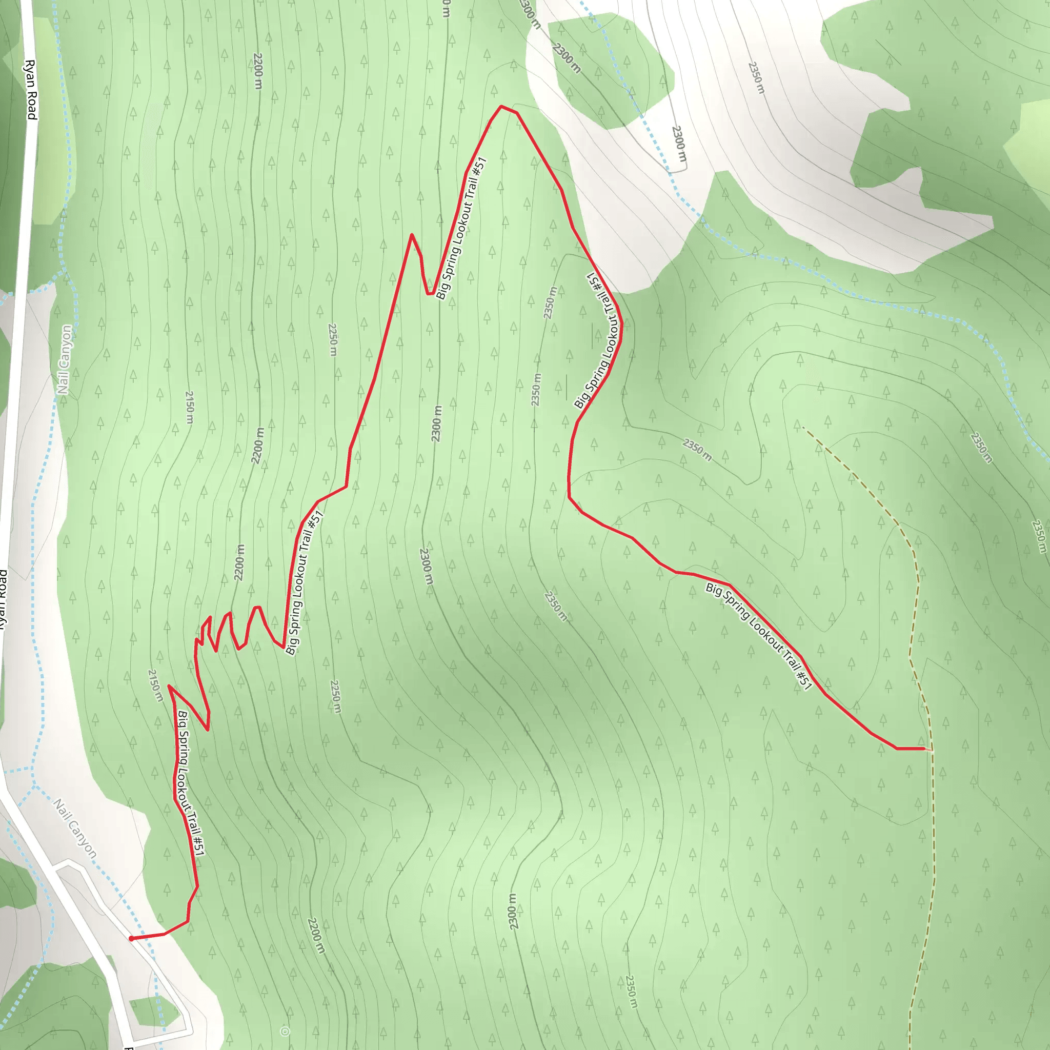 Big Spring Lookout Trail mobile static map