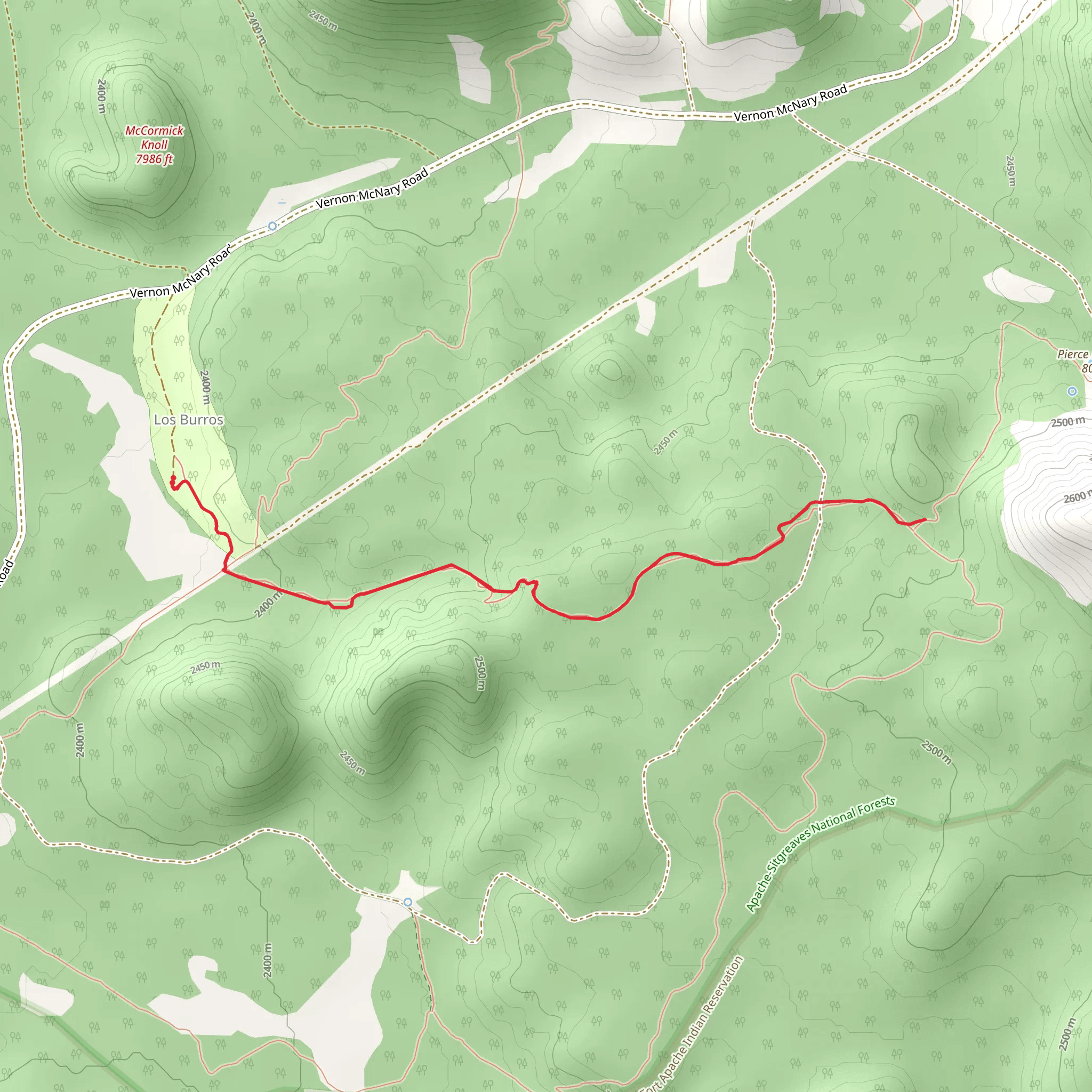 Los Burros Shortcut Trail via Los Burros Trail mobile static map