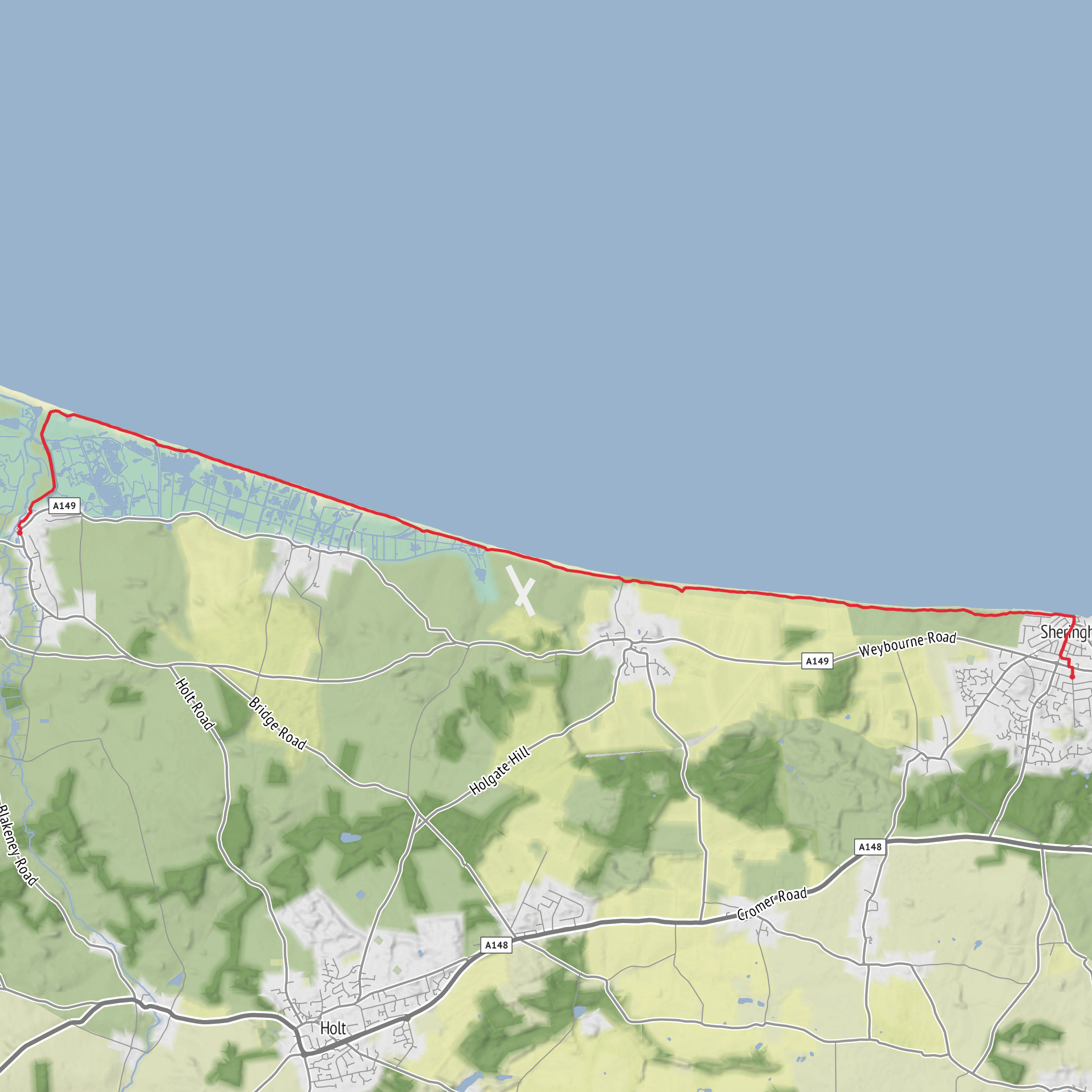Norfolk Coast Cley to Sherringham mobile static map
