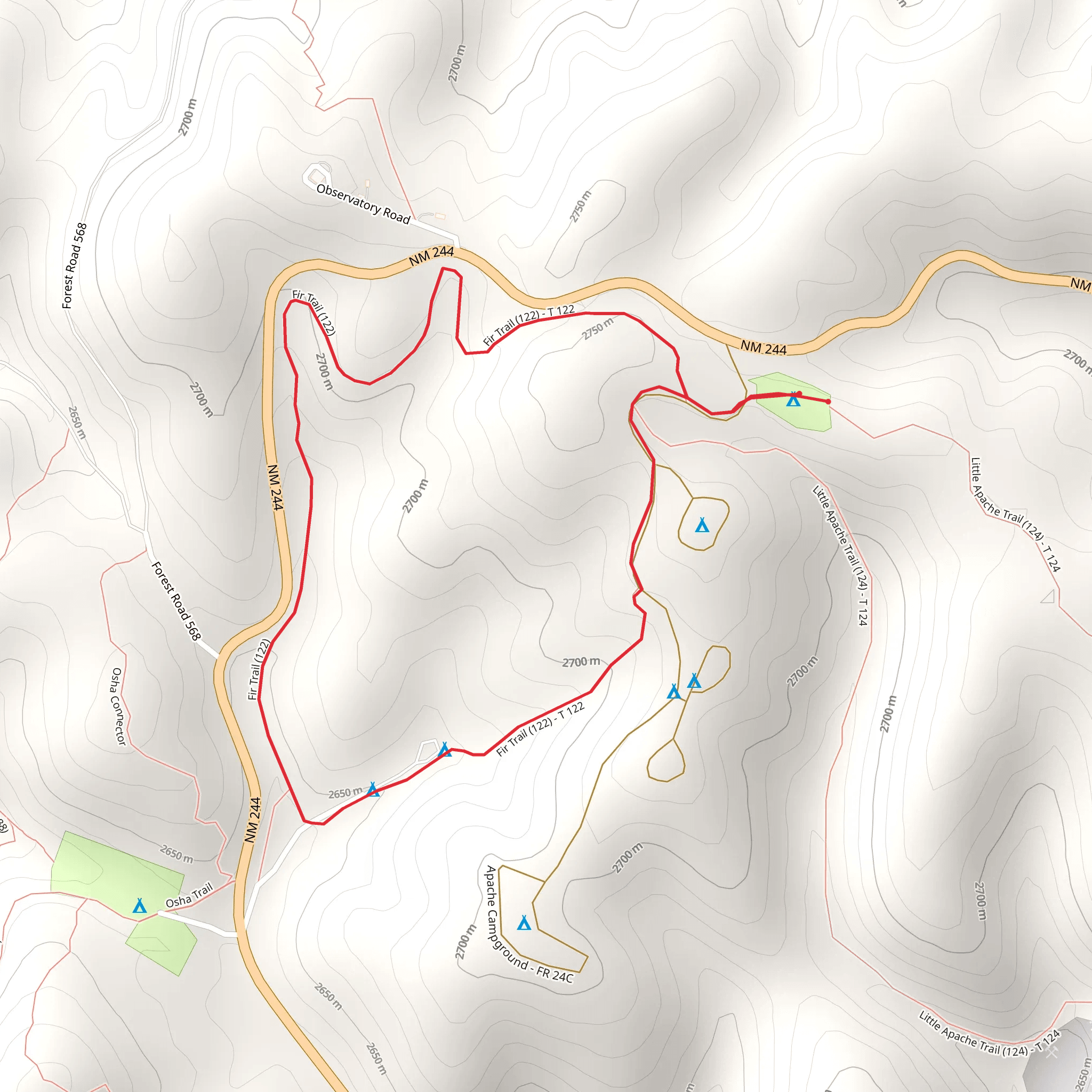 Upper Fir group Campground via Fir trail mobile static map