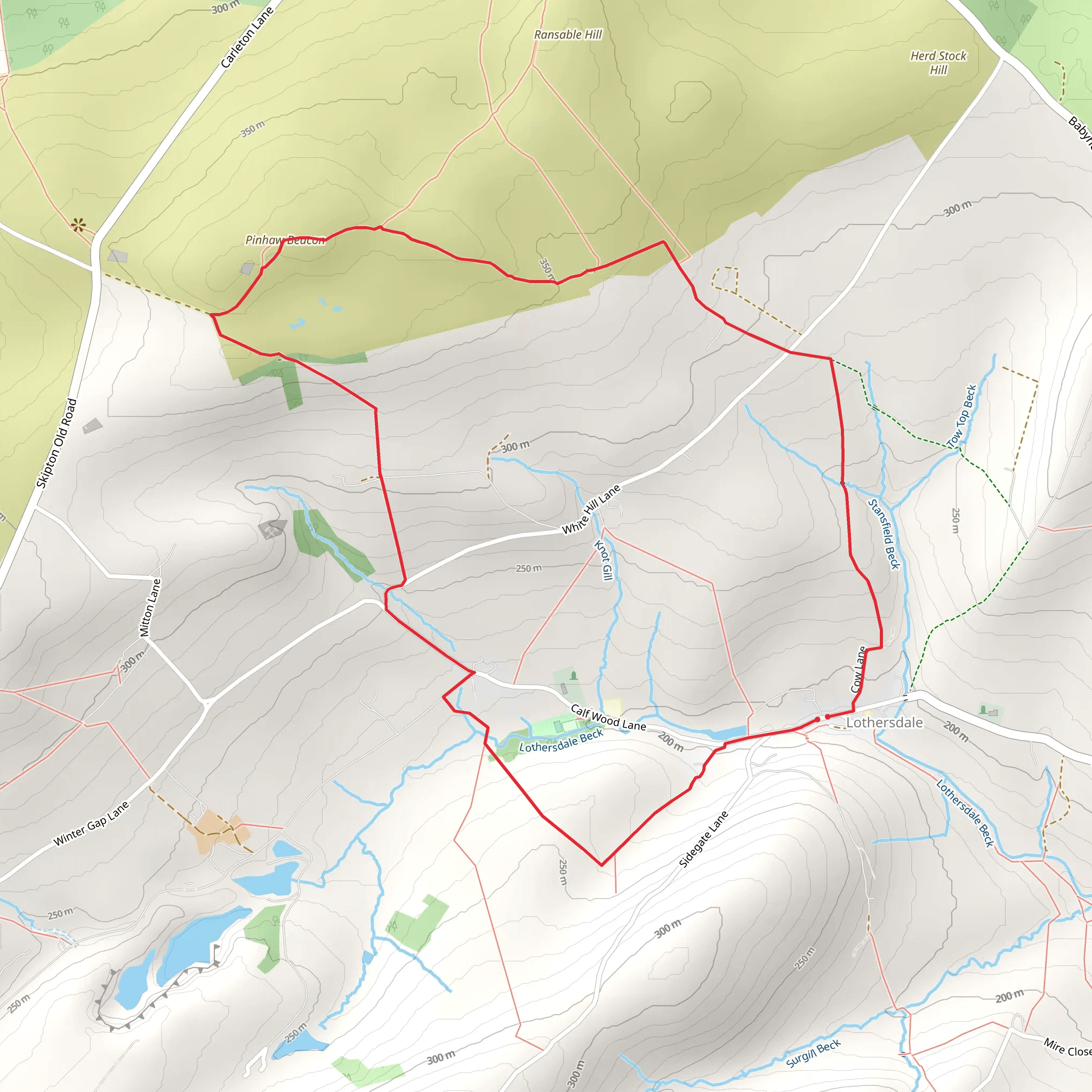 Pinhaw Beacon from Lothersdale mobile static map