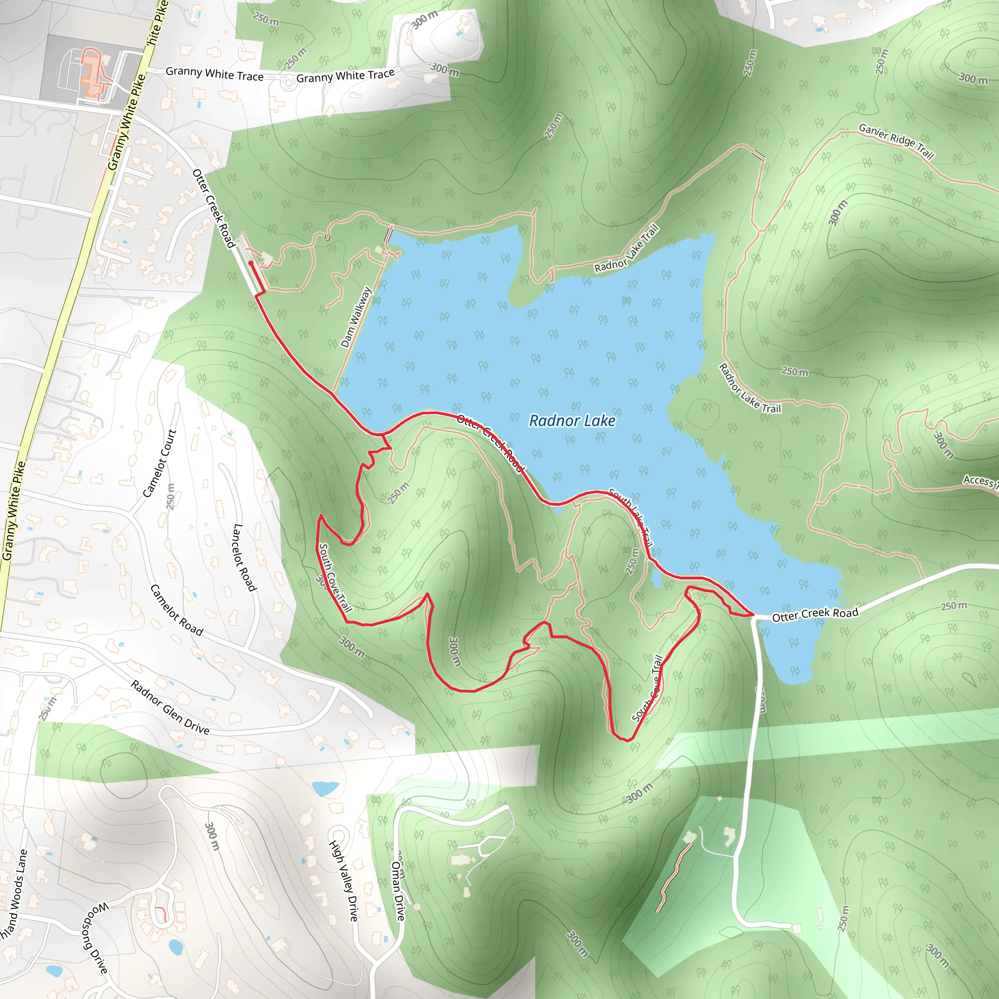 Radnor Lake - South Cove Loop Trail mobile static map