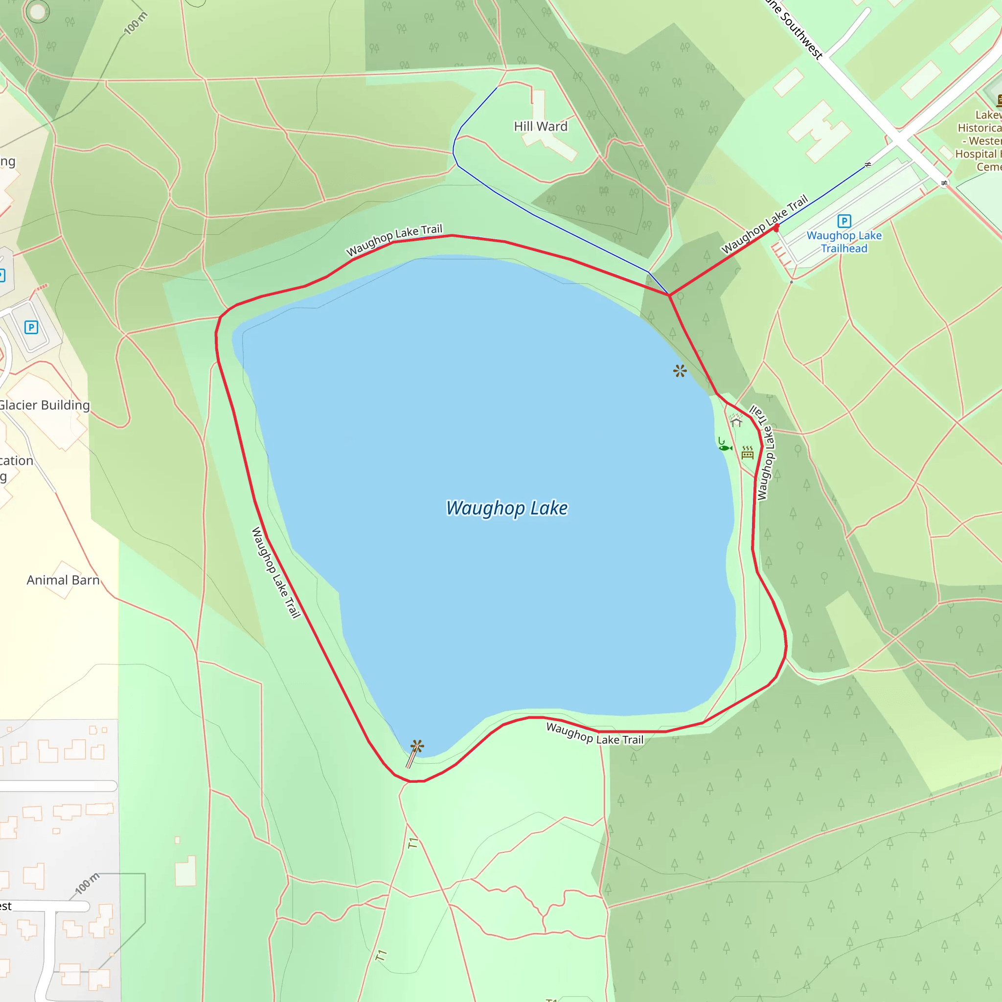 Waughop Lake Loop Trail mobile static map