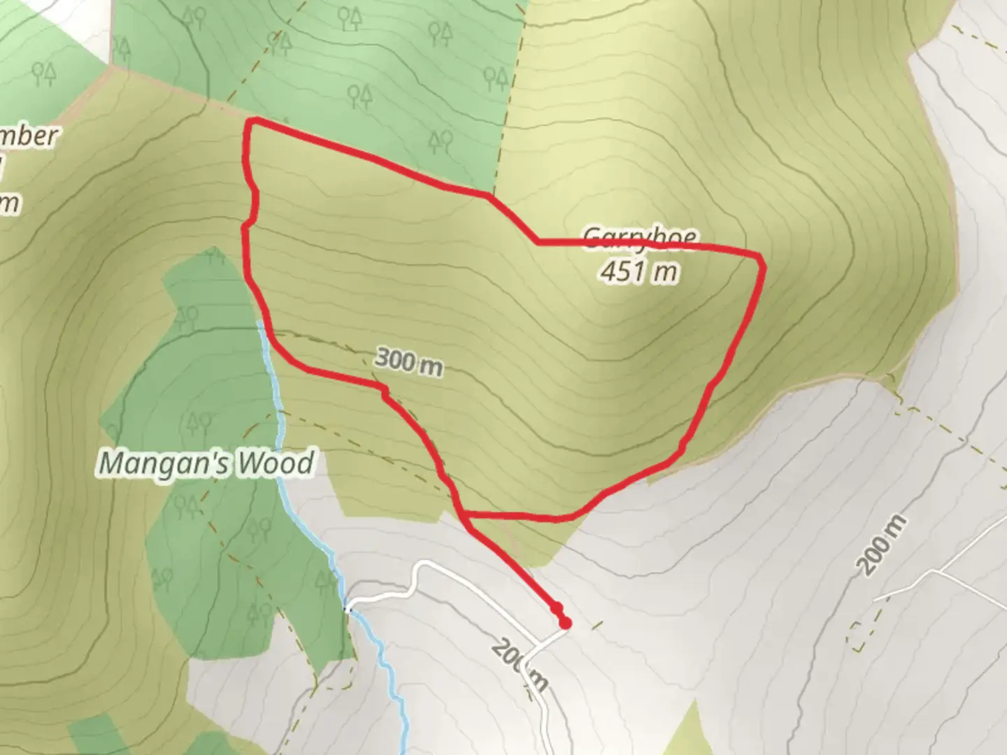 An image depicting the trail Mangan's Loop and its surrounding area.