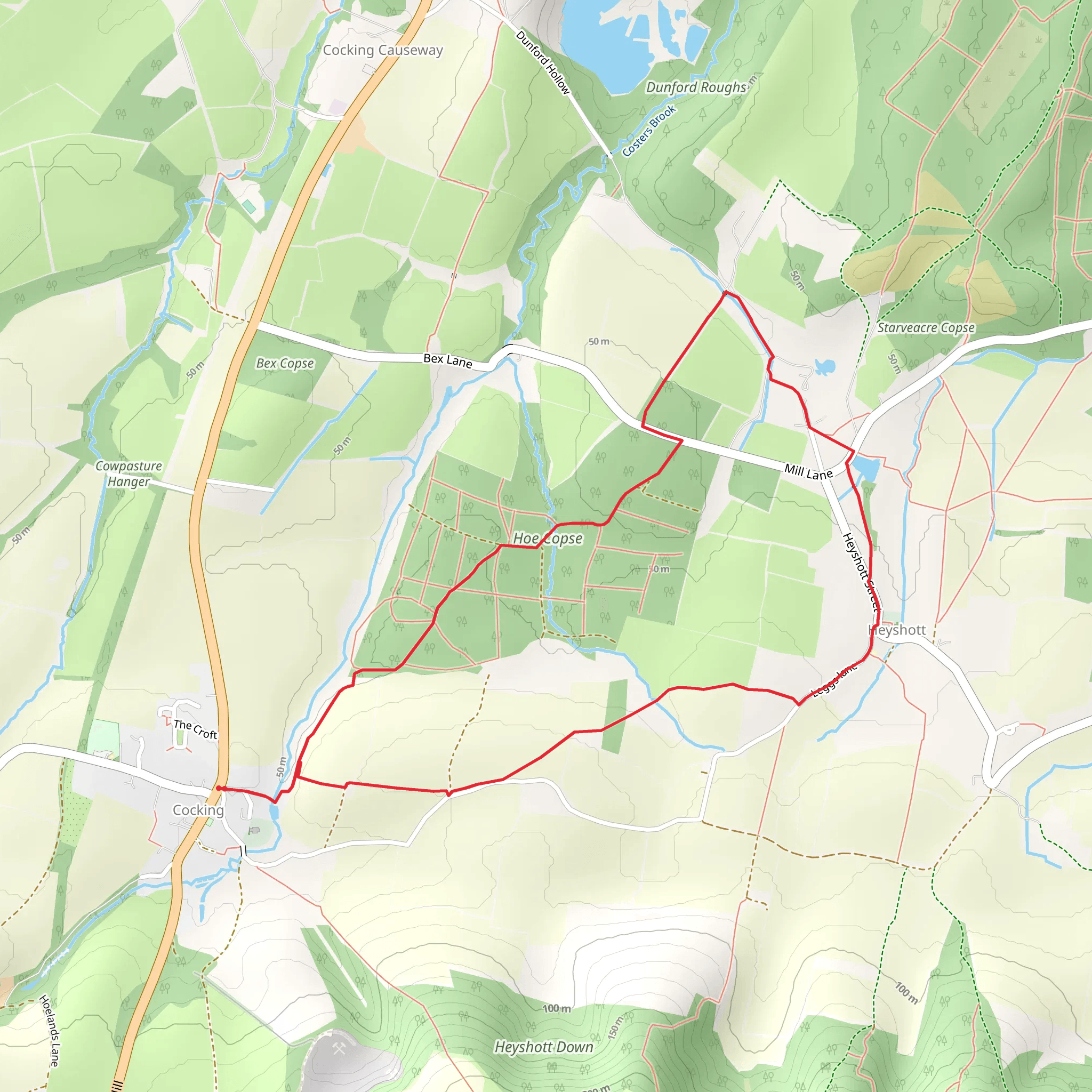 Hoe Copse and Hampshire Copse Loop mobile static map