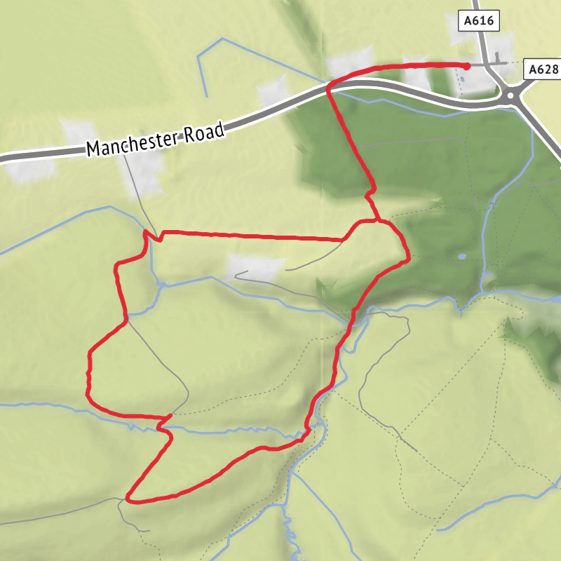 A map preview of the recording Hike from Sheffield.