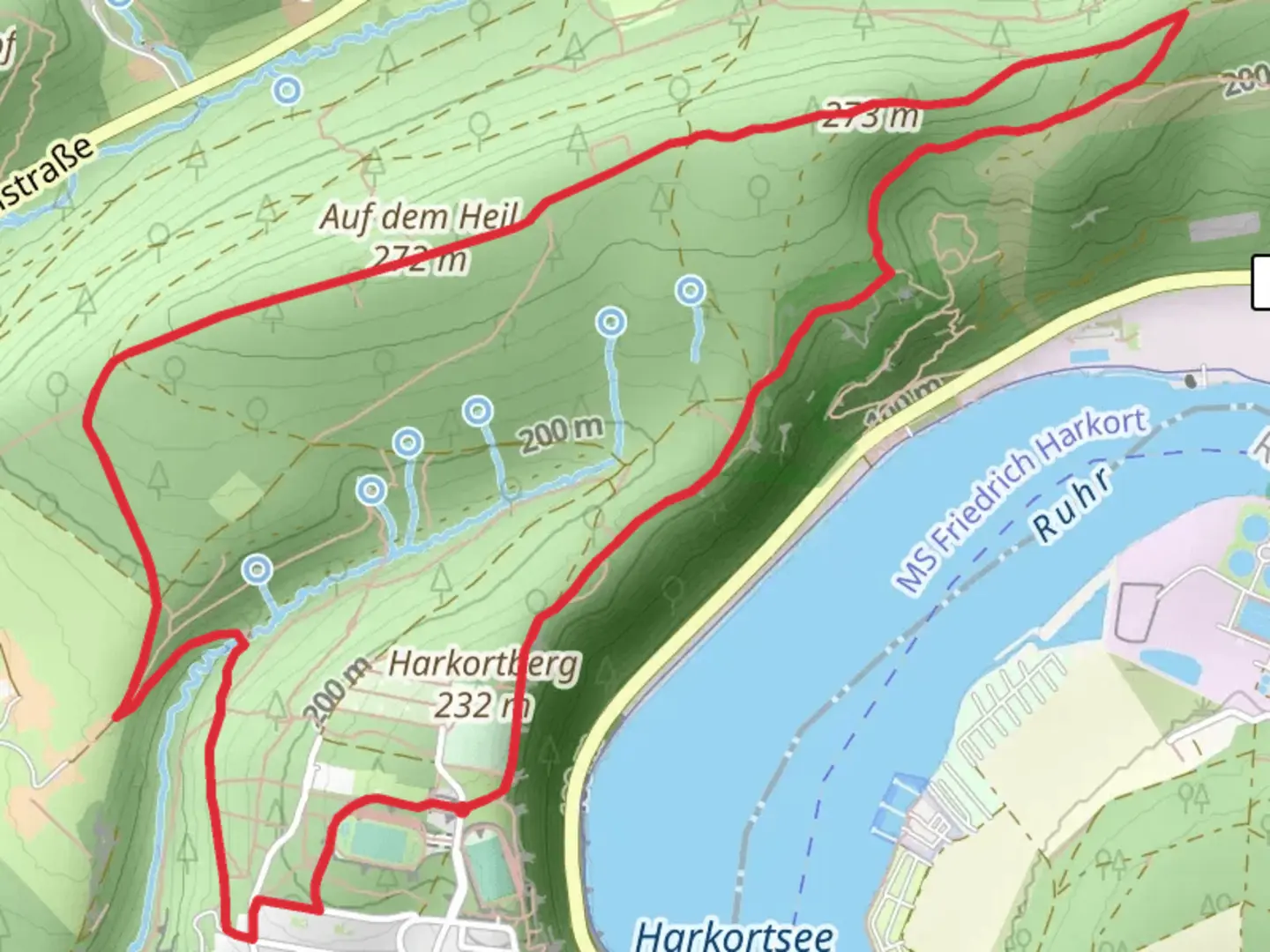 An image depicting the trail Auf dem Heil and Harkortberg Loop via Wetterberg and its surrounding area.