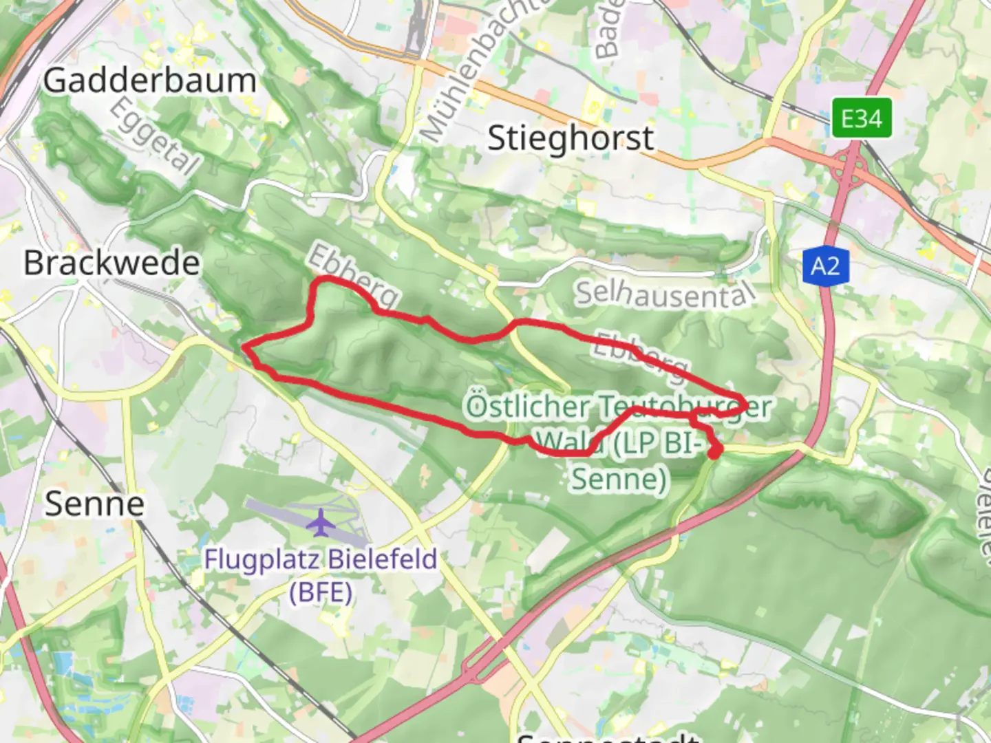 An image depicting the trail Rottberg via Am Togdrang and Spiegelsberger Weg and its surrounding area.
