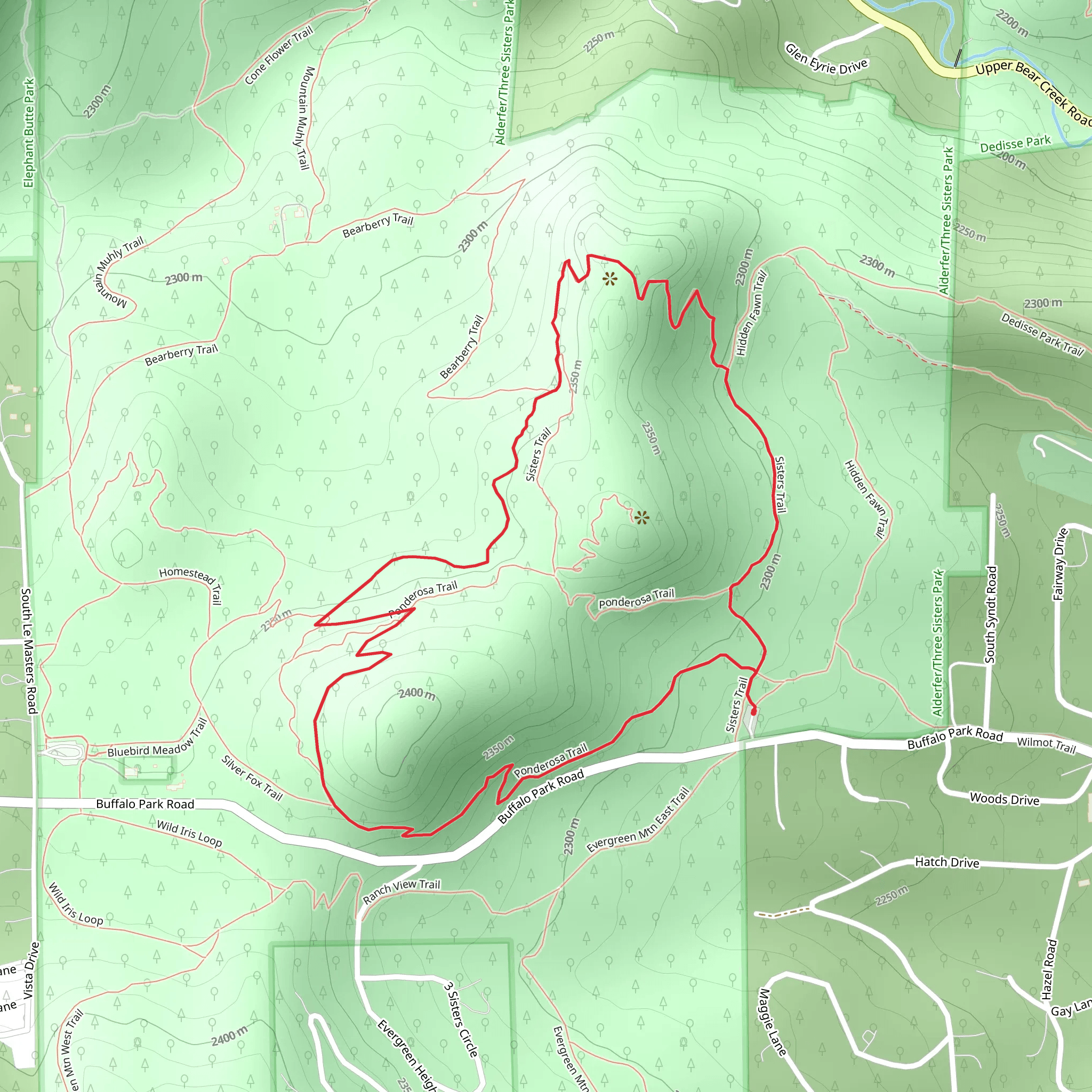 Sisters and Ponderosa Loop Trail mobile static map