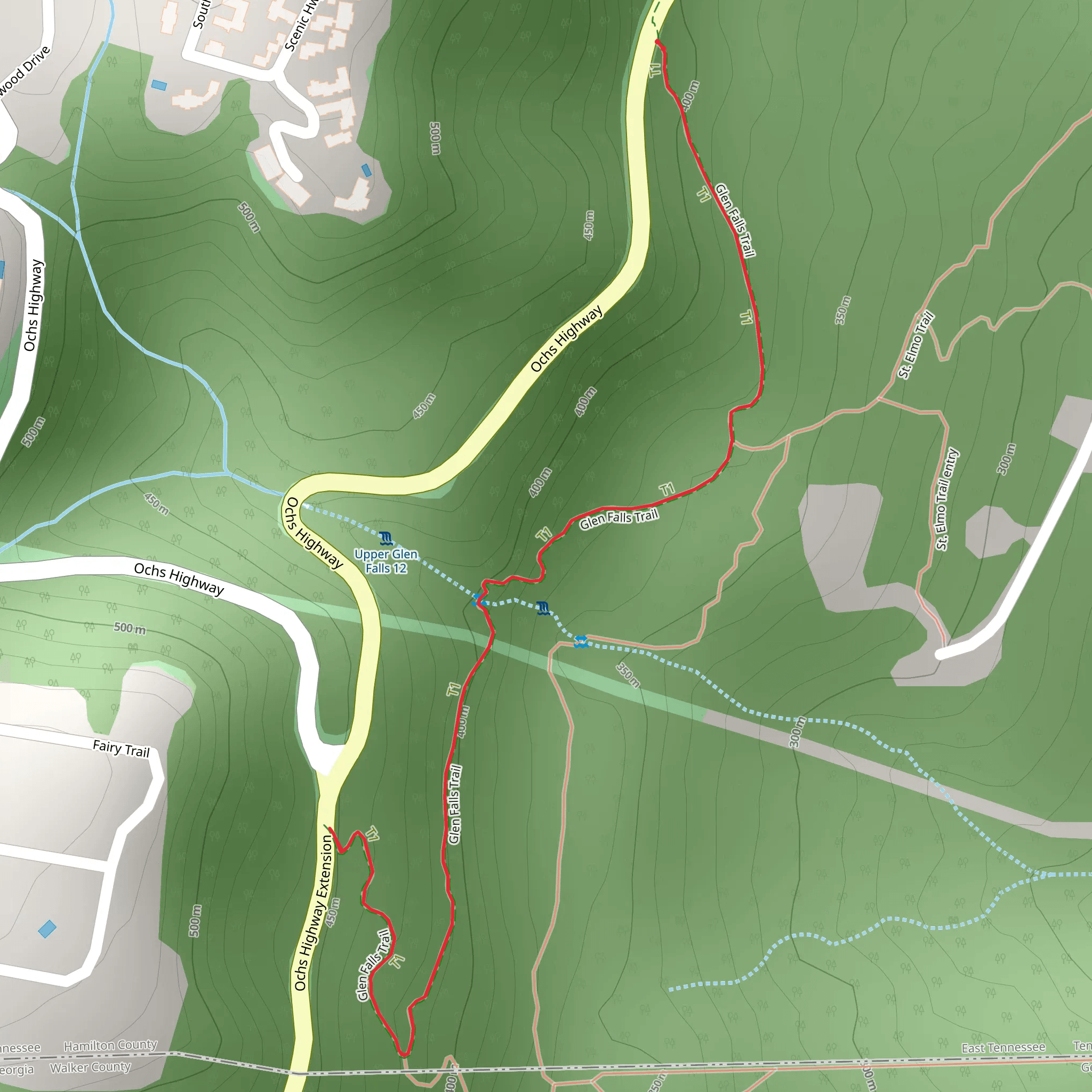 Glenn Falls Trail mobile static map