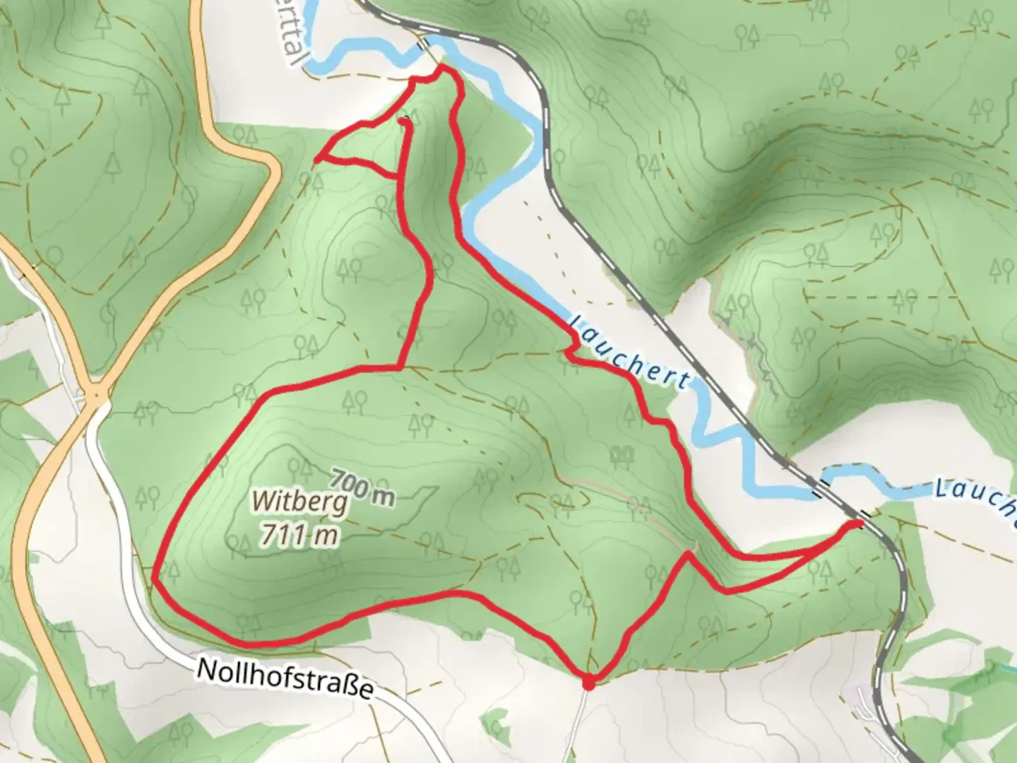An image depicting the trail Donau Felsen Laeufe Loop and its surrounding area.