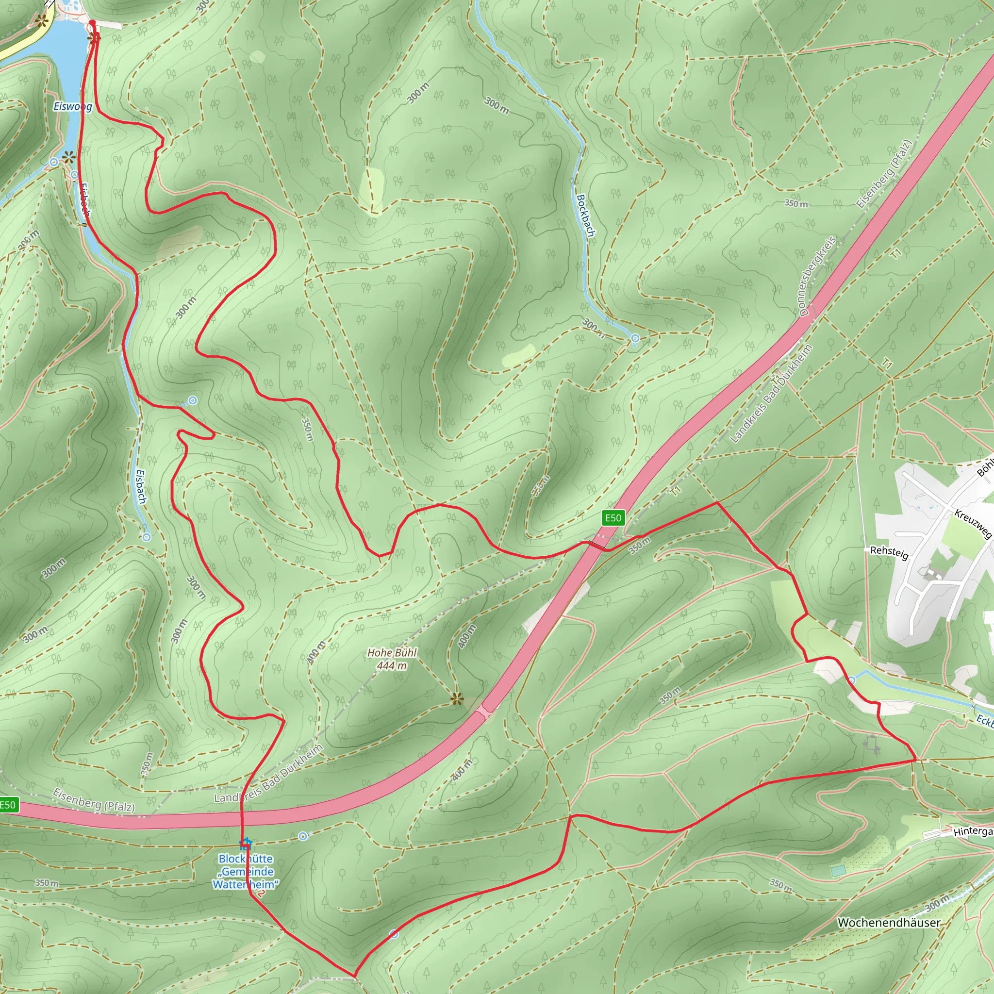 Pfaelzerwald Blau Weisser Balken Loop mobile static map