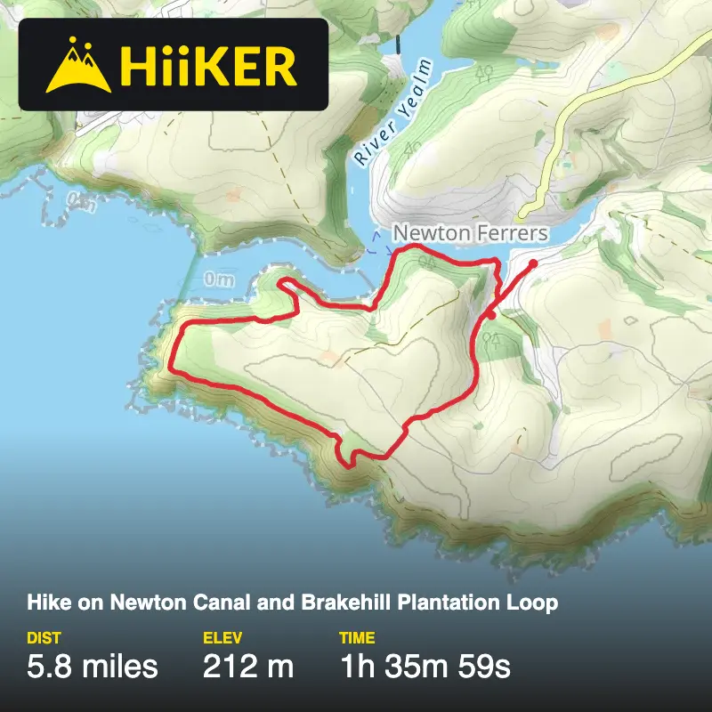A map preview of the recording Hike on Newton Canal and Brakehill Plantation Loop.