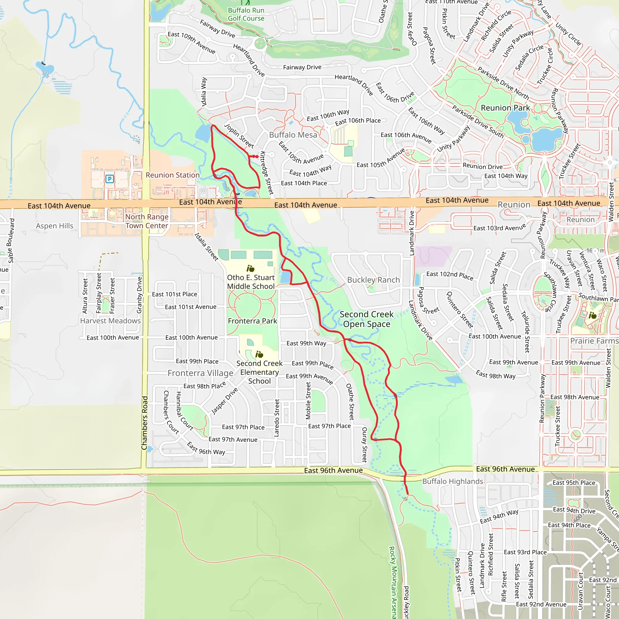 Second Creek Loop Trail mobile static map
