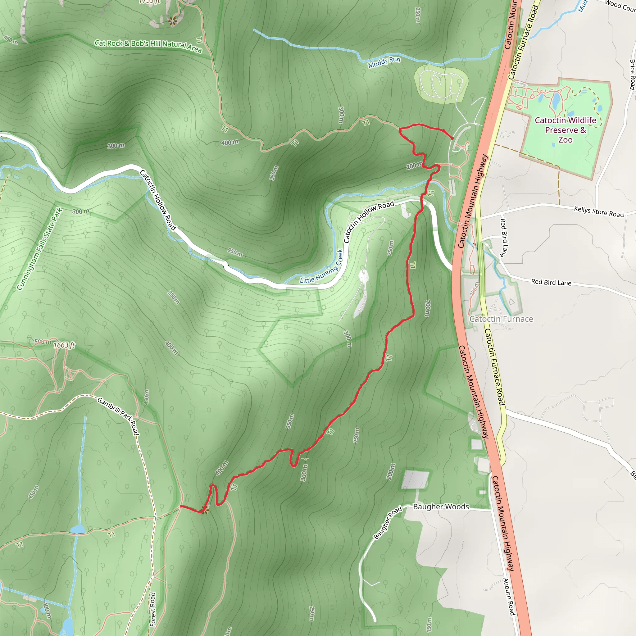 Catoctin National Recreation Trail - Short from Catoctin Furnace Road mobile static map