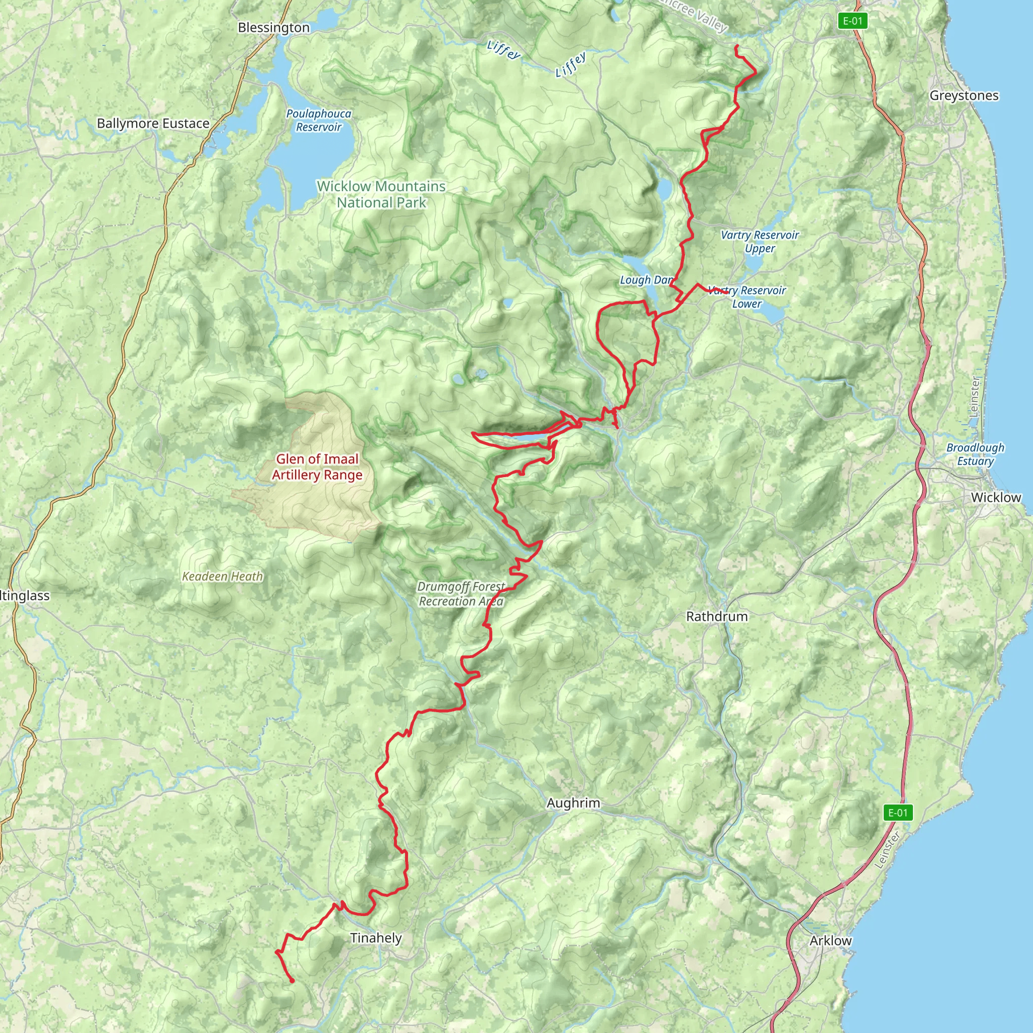 Wicklow Way 8-Day Moderate Tour (Hillwalk Tours) mobile static map