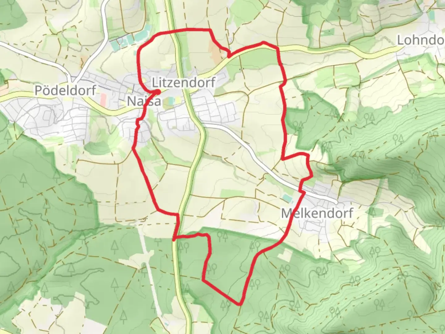 An image depicting the trail Brauereien Weg and its surrounding area.