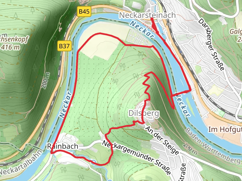 Burg Dilsberg Loop via Neckarsteinach
