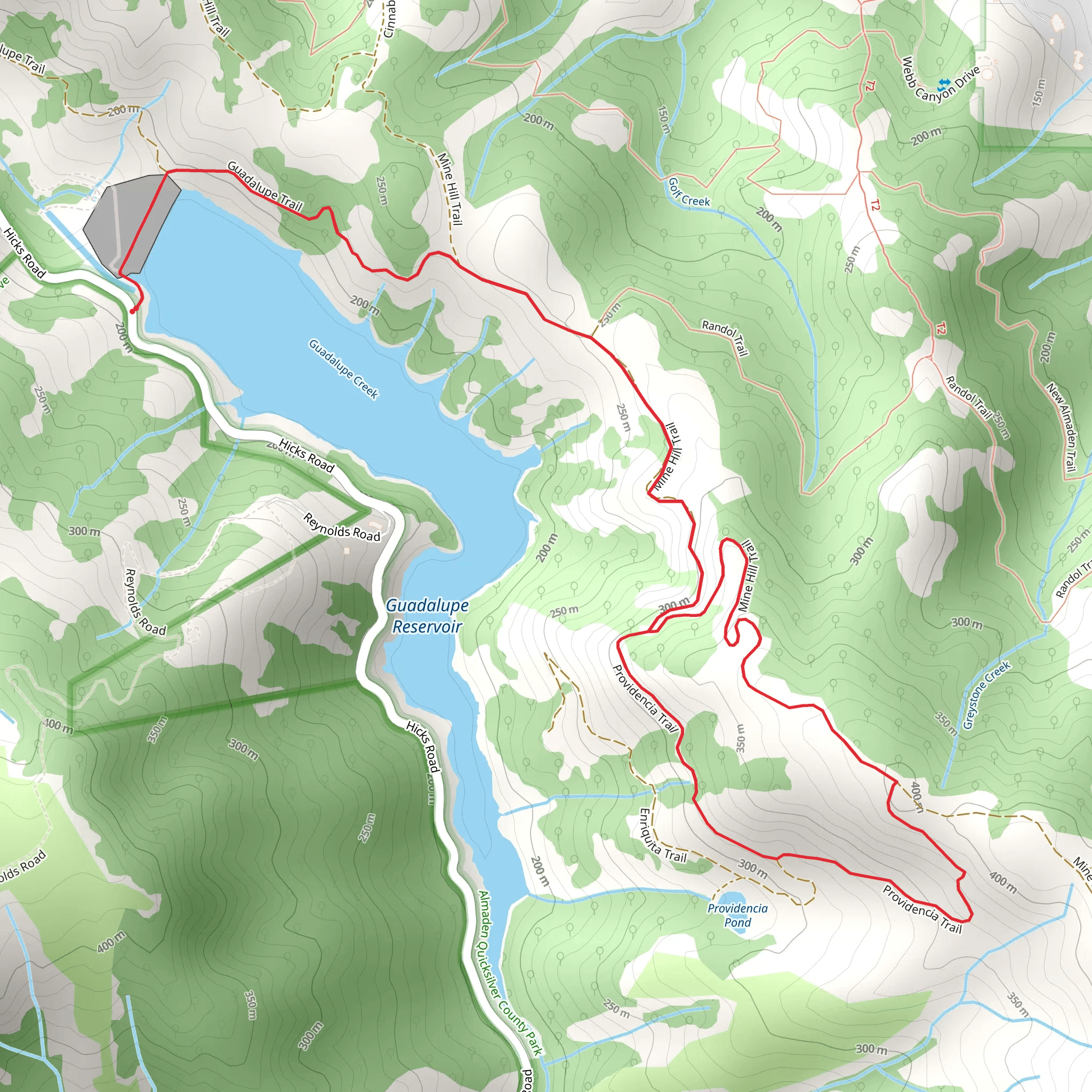 Mine Hill and Providencia Loop Trail - Guadalupe Reservoir mobile static map