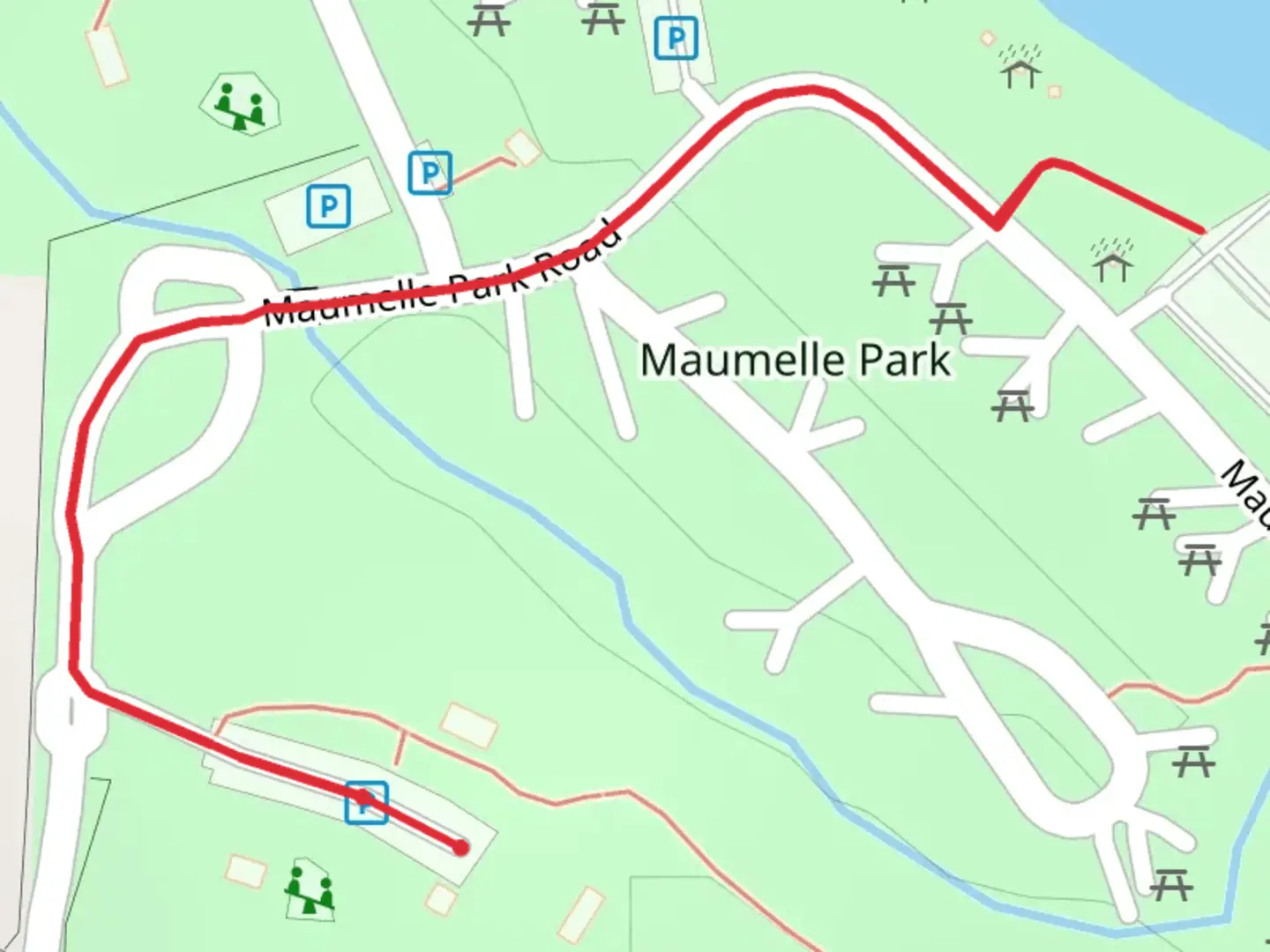 An image depicting the trail Maumelle Park Road and its surrounding area.