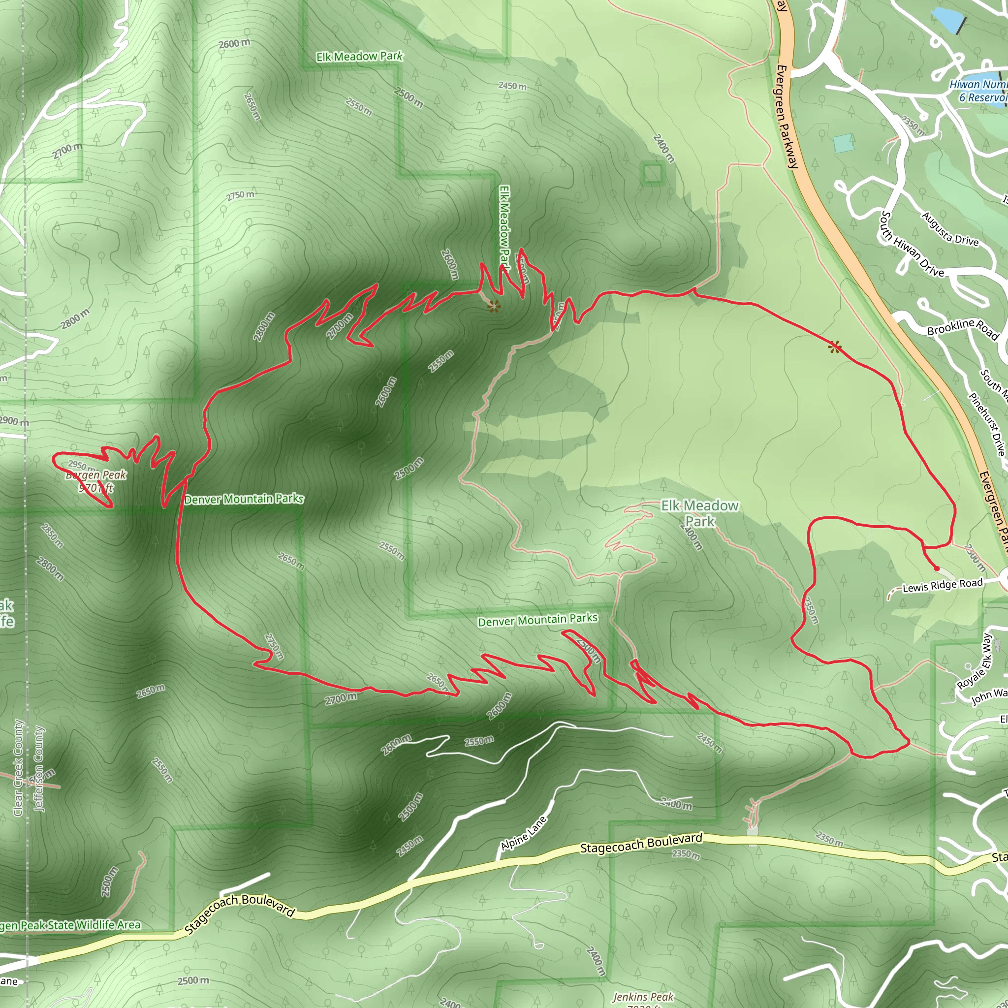 Bergen Peak Loop mobile static map
