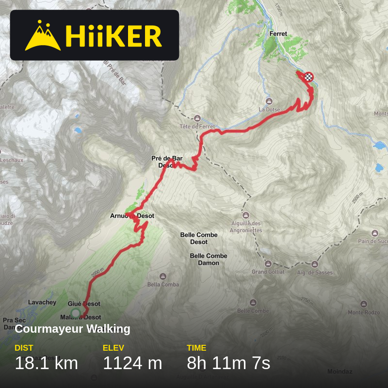 A map preview of the recording Courmayeur Walking.
