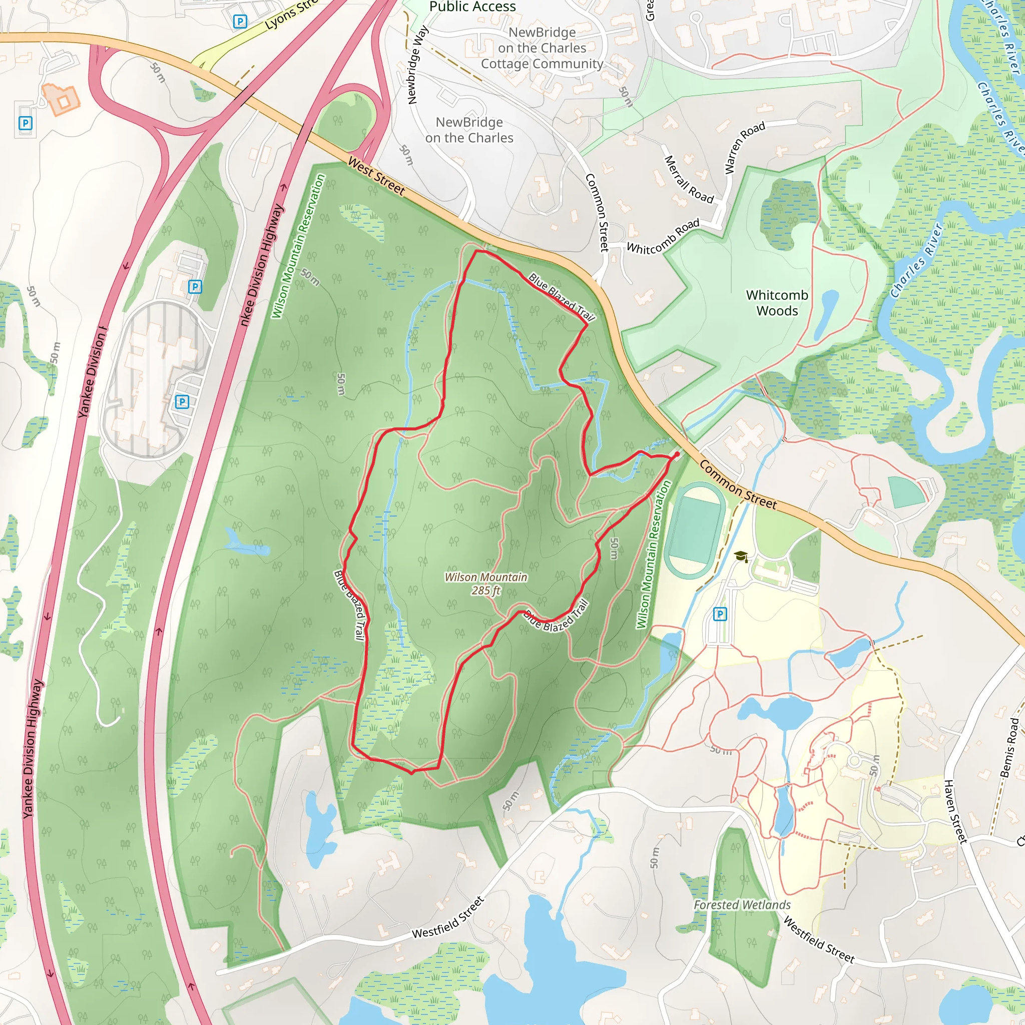 Blue Blazed Trail mobile static map