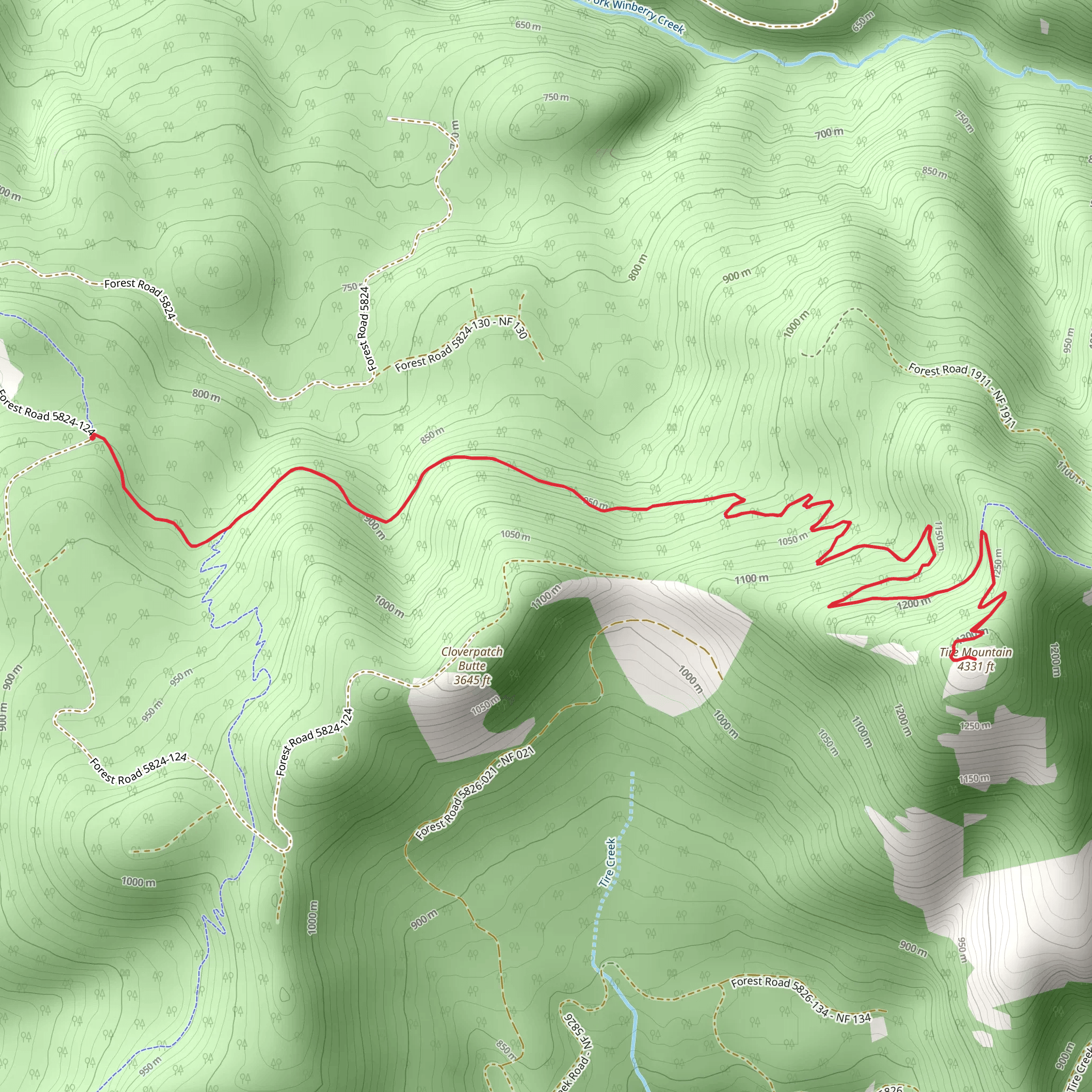 Tire Mountain Out and Back mobile static map