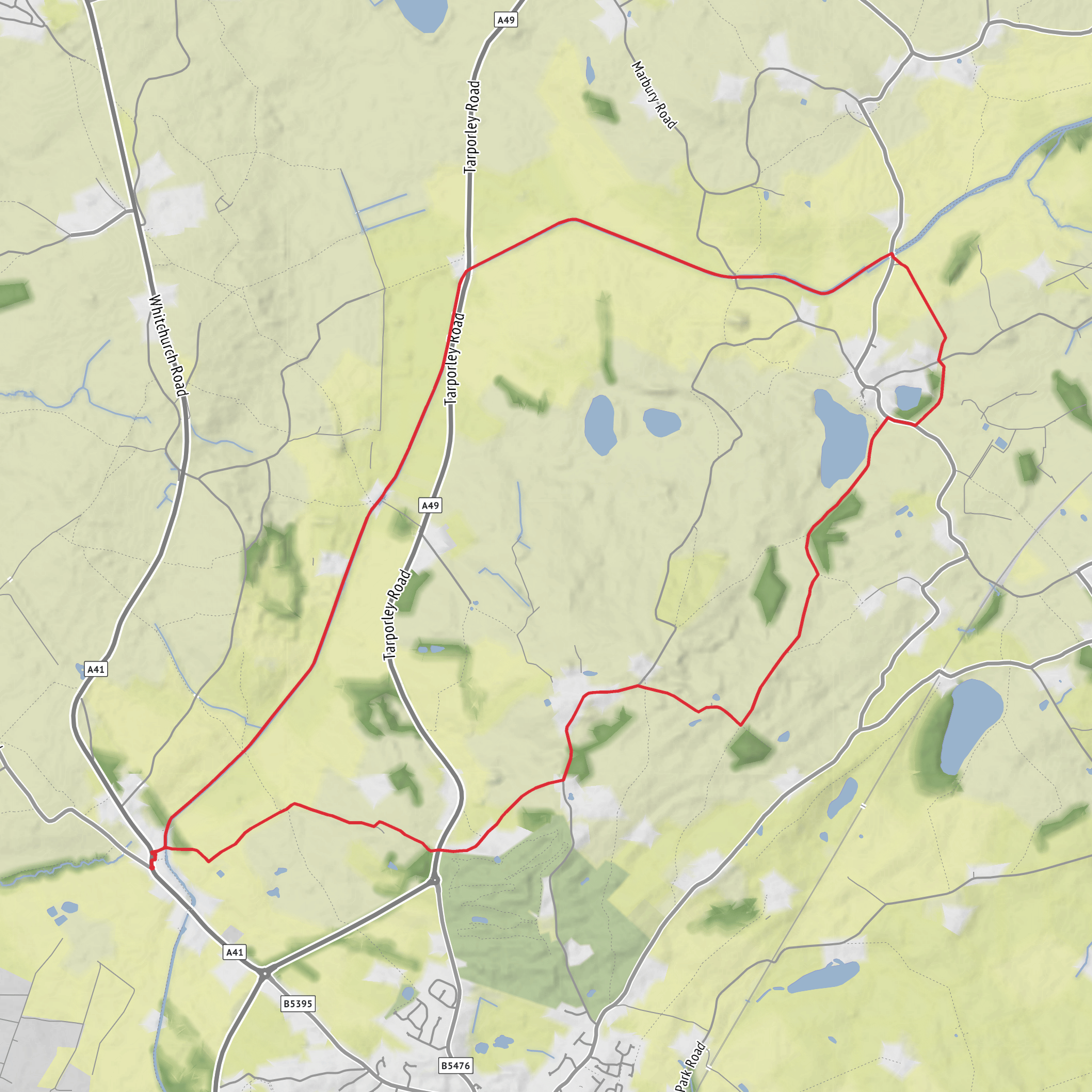 Jackson's Bridge, Llangollen Canal, Steer Bridge and Big Mere Loop mobile static map