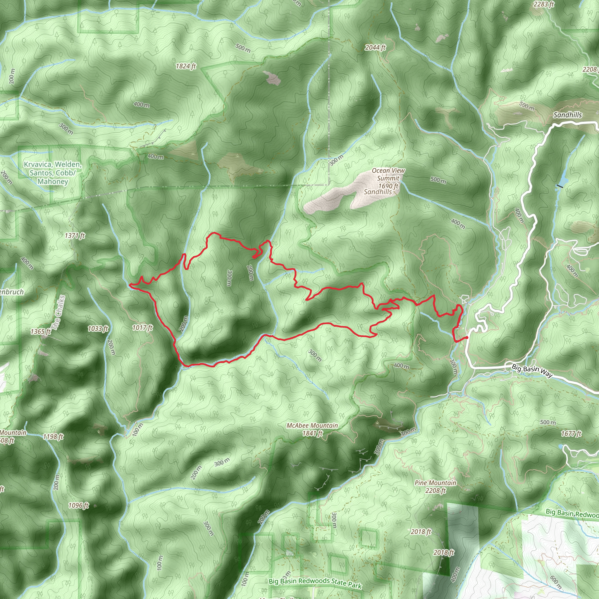 Skyline To The Sea and Sunset Loop Trail mobile static map