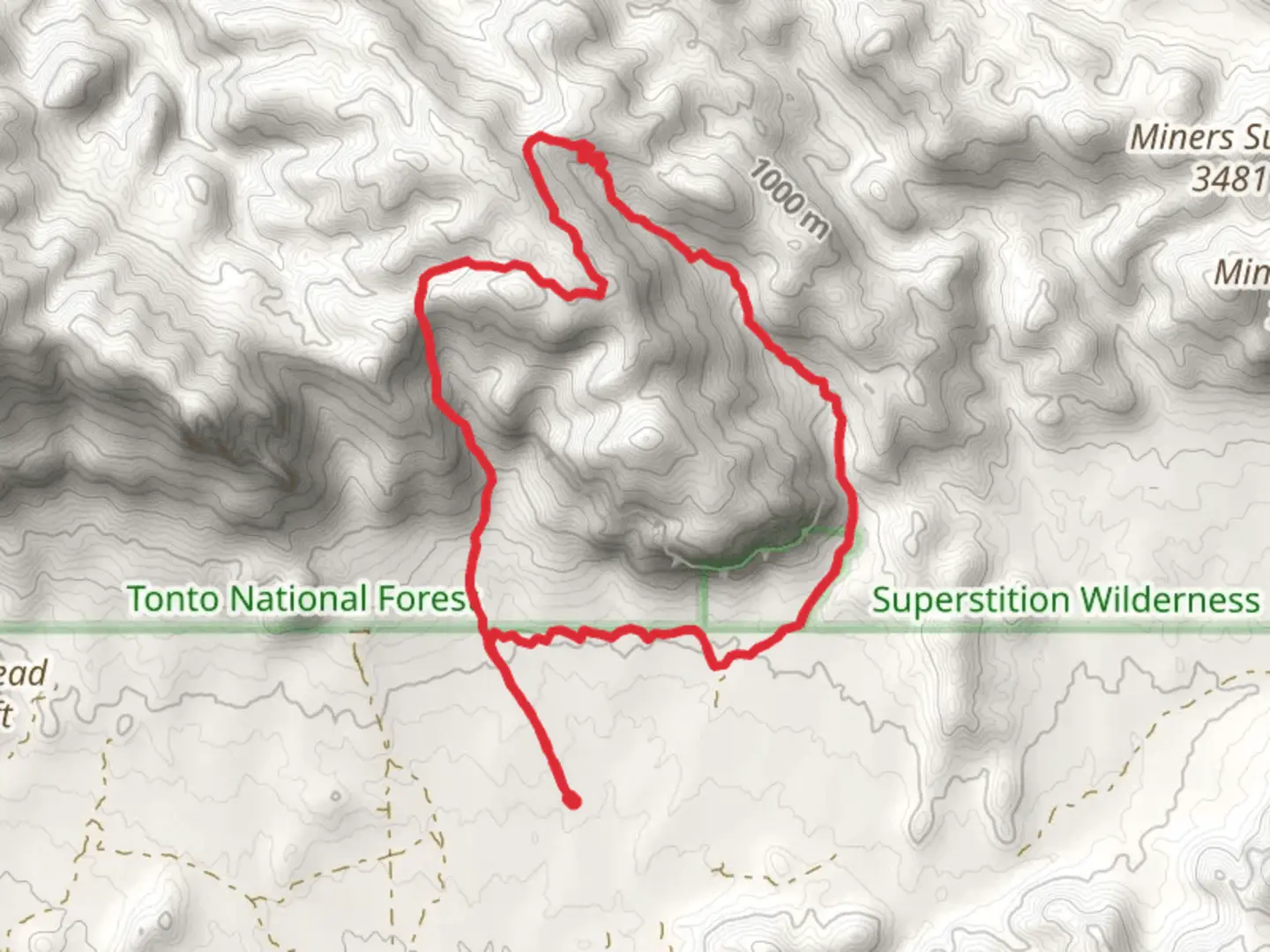 An image depicting the trail Peralta Canyon Loop and its surrounding area.