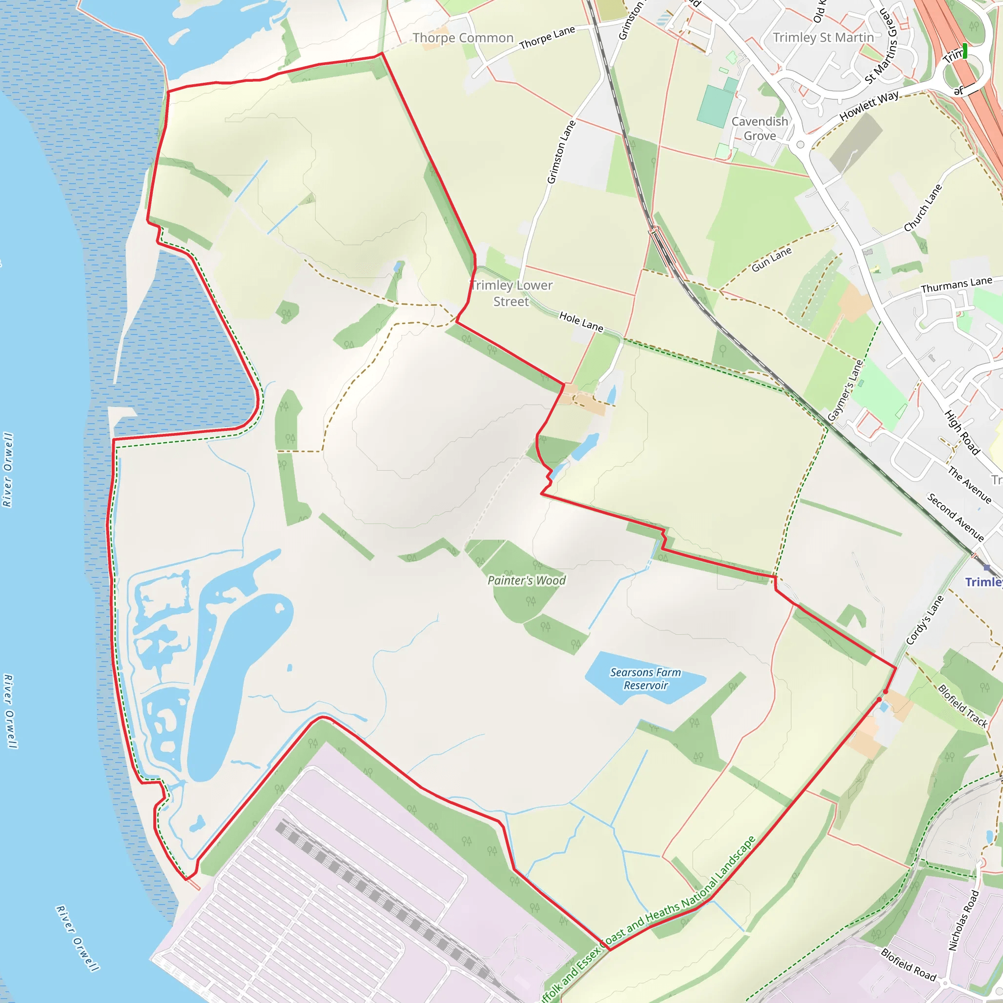 Trimley Marshes Loop mobile static map